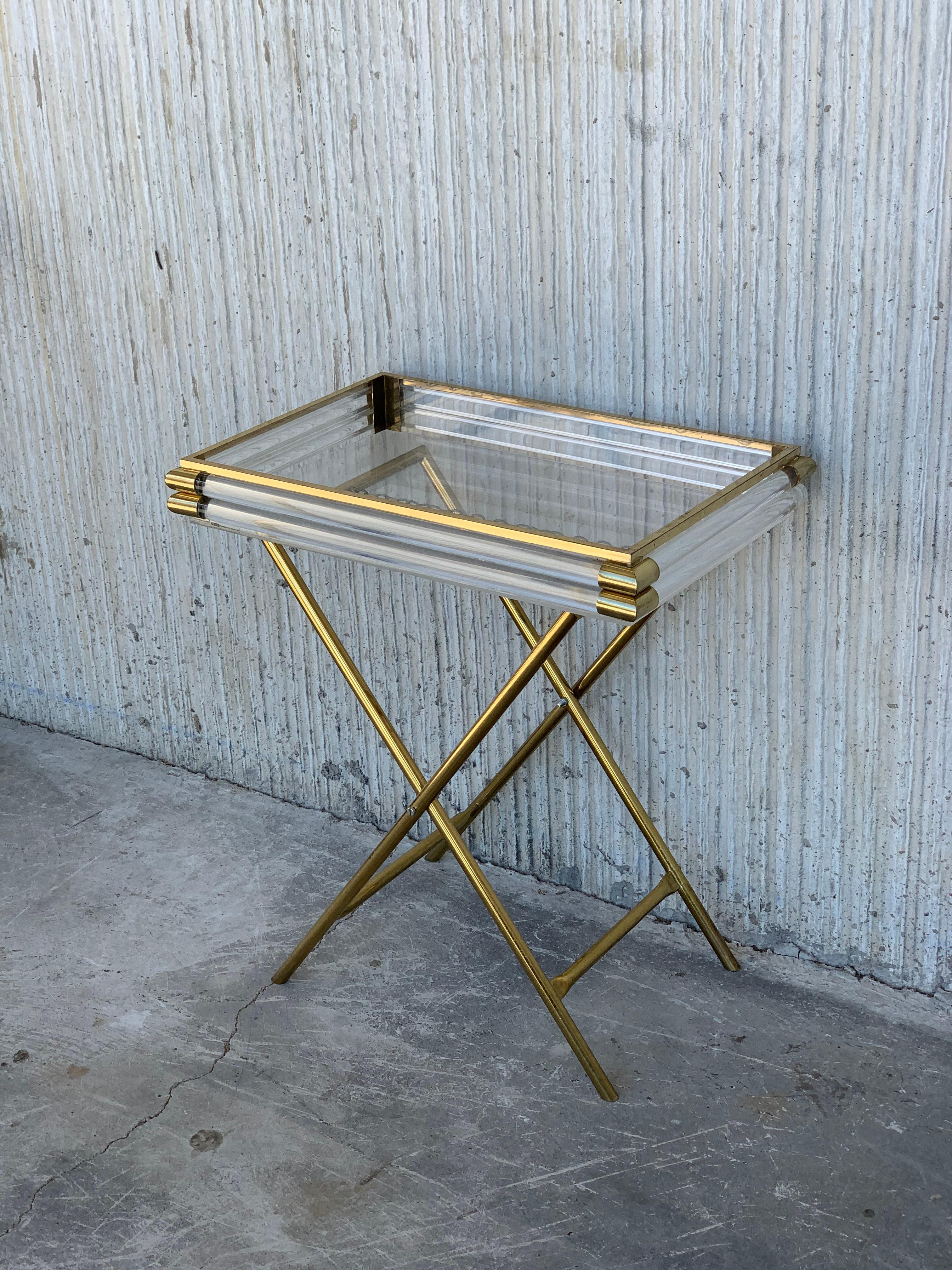 20th Century Mid-Century Modern Italian Tray Table with Brass Legs by Montagnani