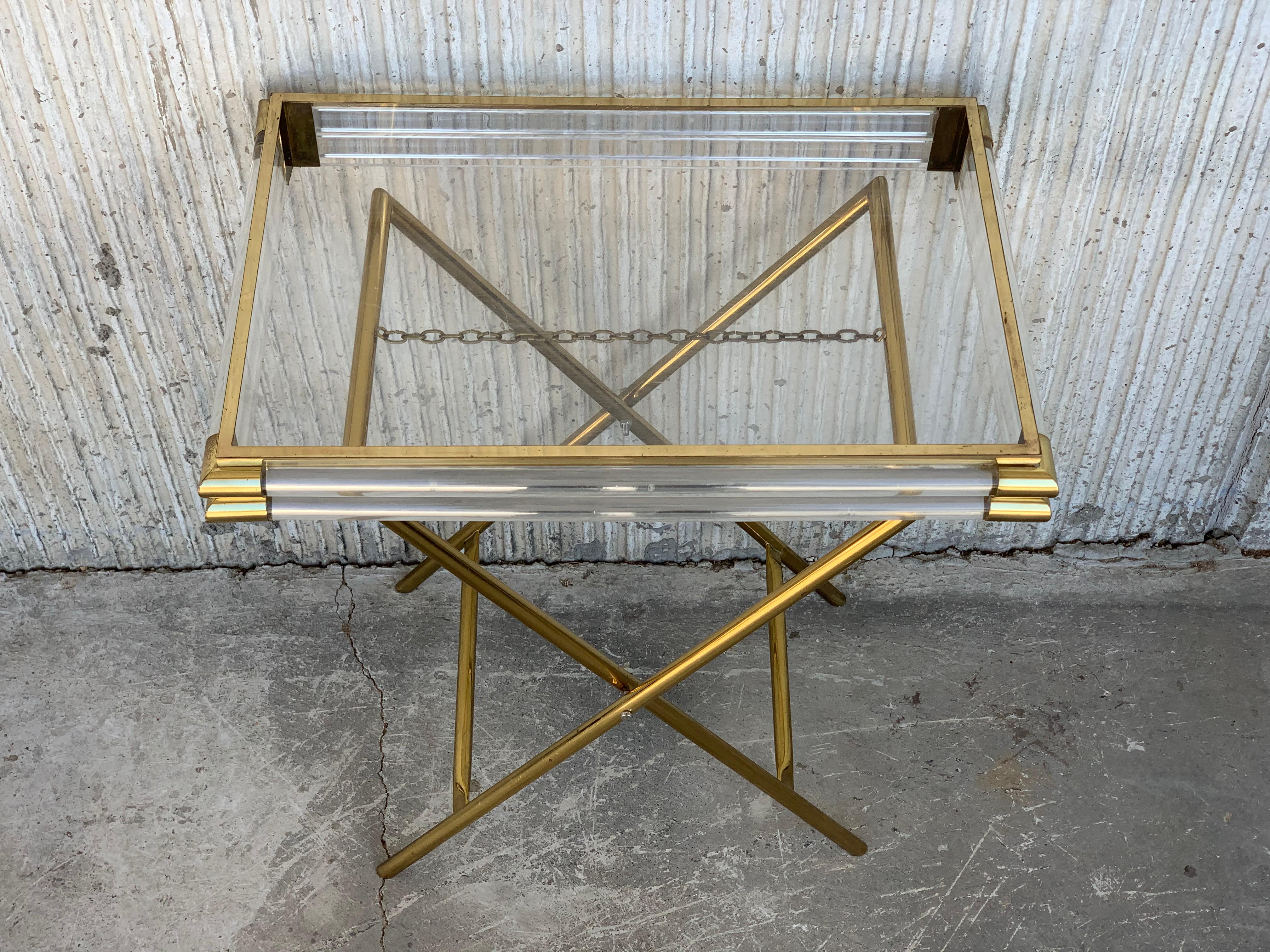 Mid-Century Modern Italian Tray Table with Brass Legs by Montagnani 1