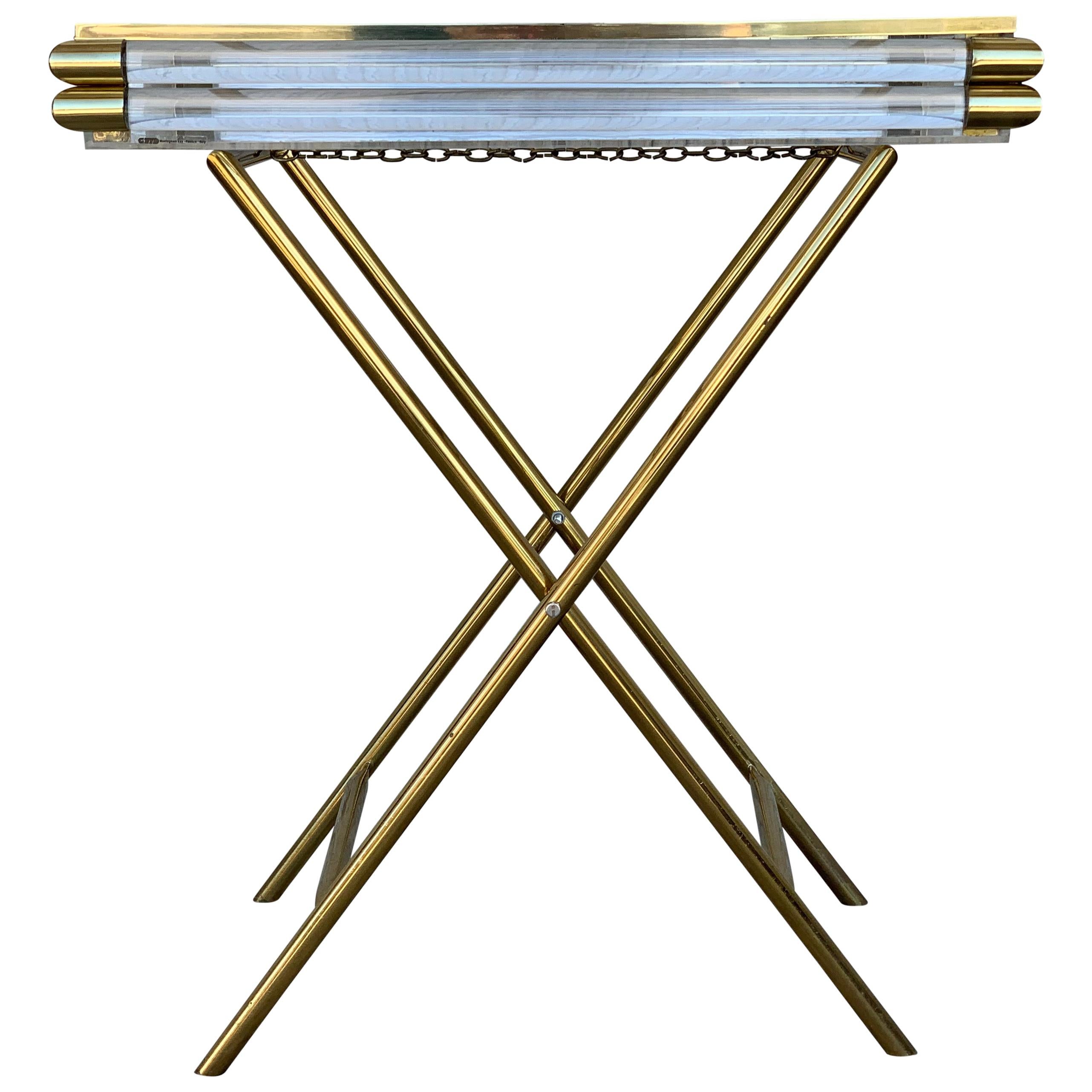 Mid-Century Modern Italian Tray Table with Brass Legs by Montagnani