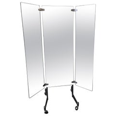 Mid-Century Modern Italian Triptych Sartorial Mirror, 1970s