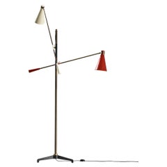 Mid-Century Modern Italian Two-Armed Floor Lamp in Red and Off-White 