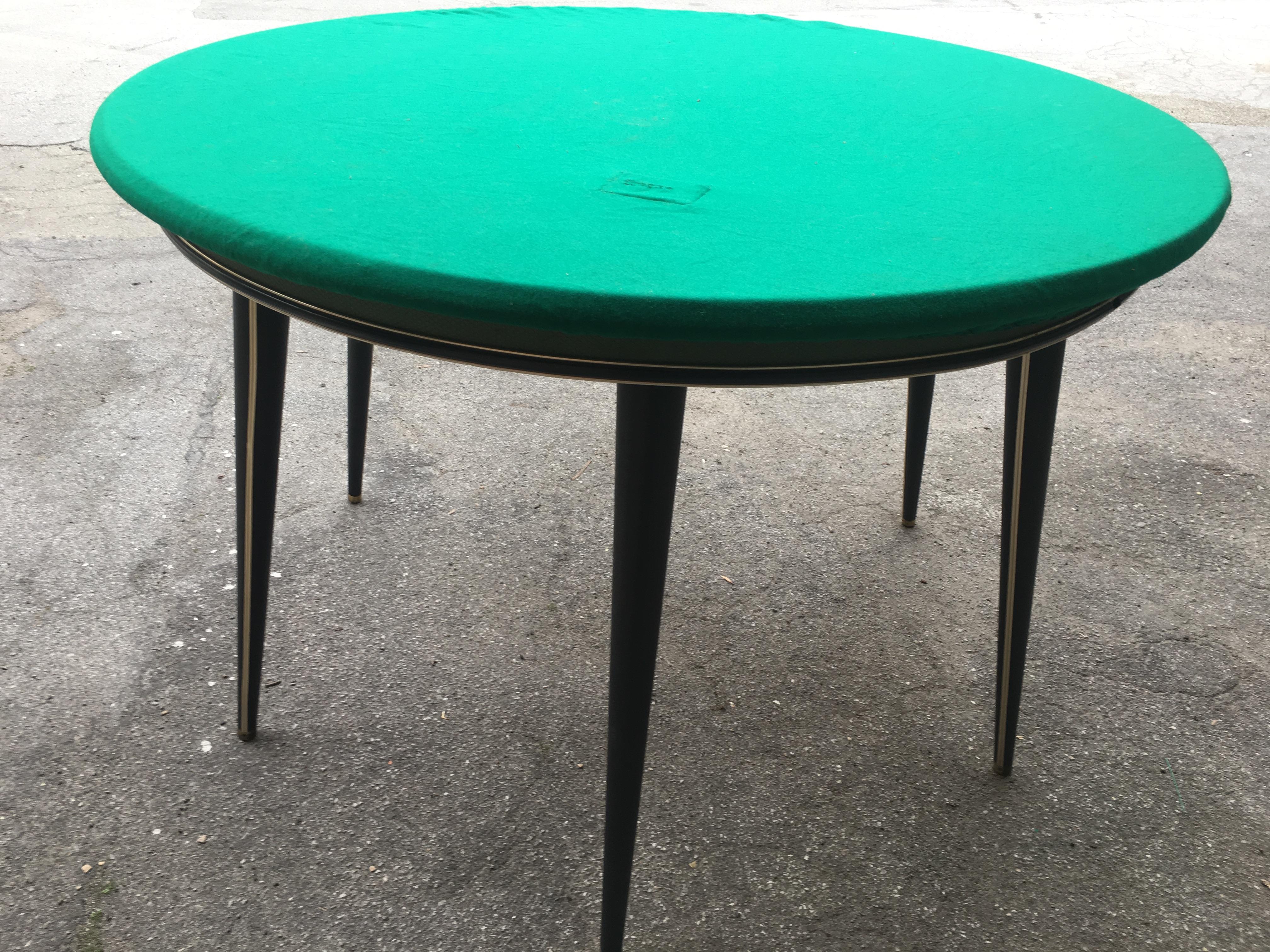 Mid-Century Modern Italian Umberto Mascagni Green and Black Round Table, 1960s For Sale 5