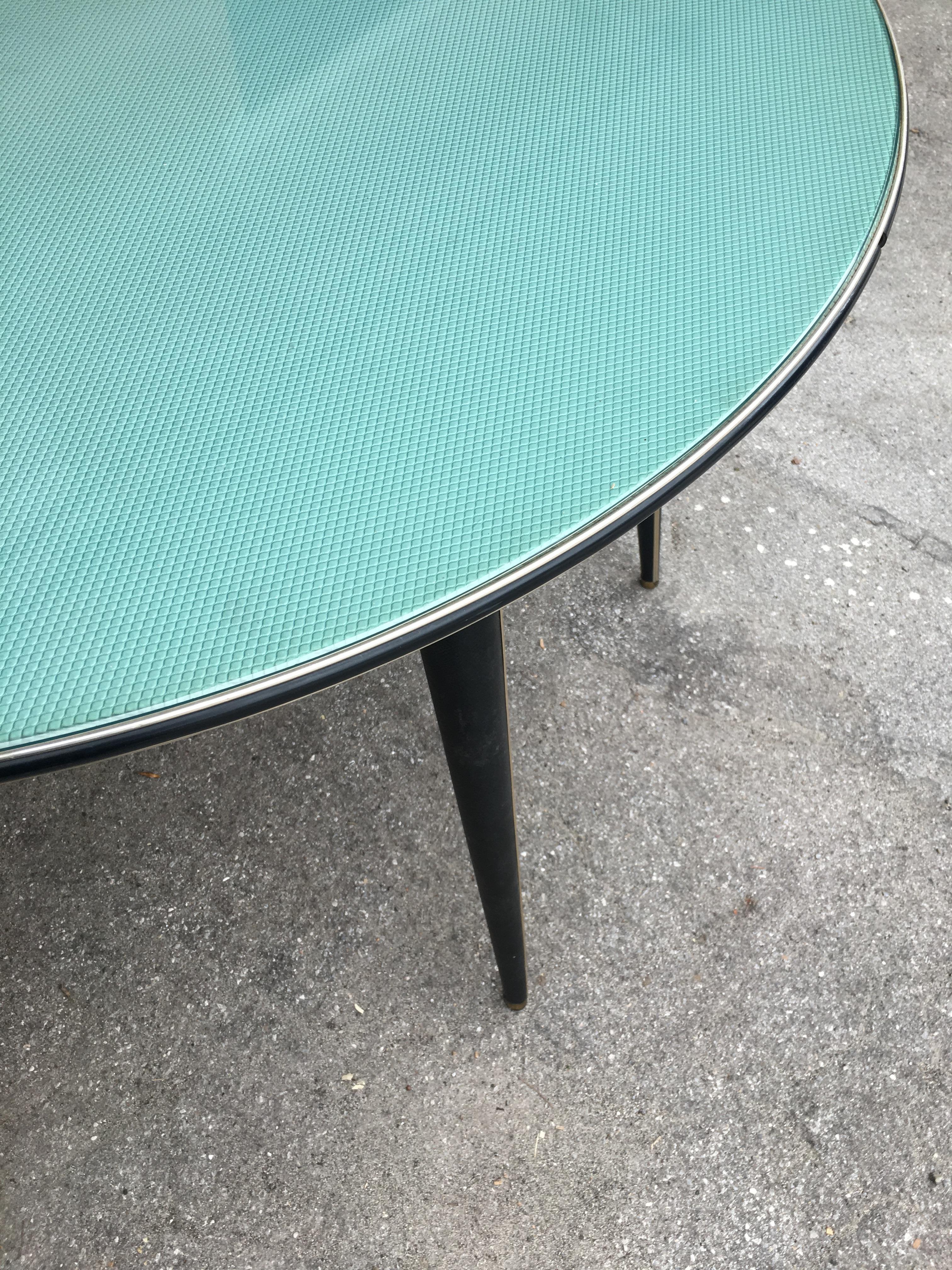 Mid-20th Century Mid-Century Modern Italian Umberto Mascagni Green and Black Round Table, 1960s For Sale
