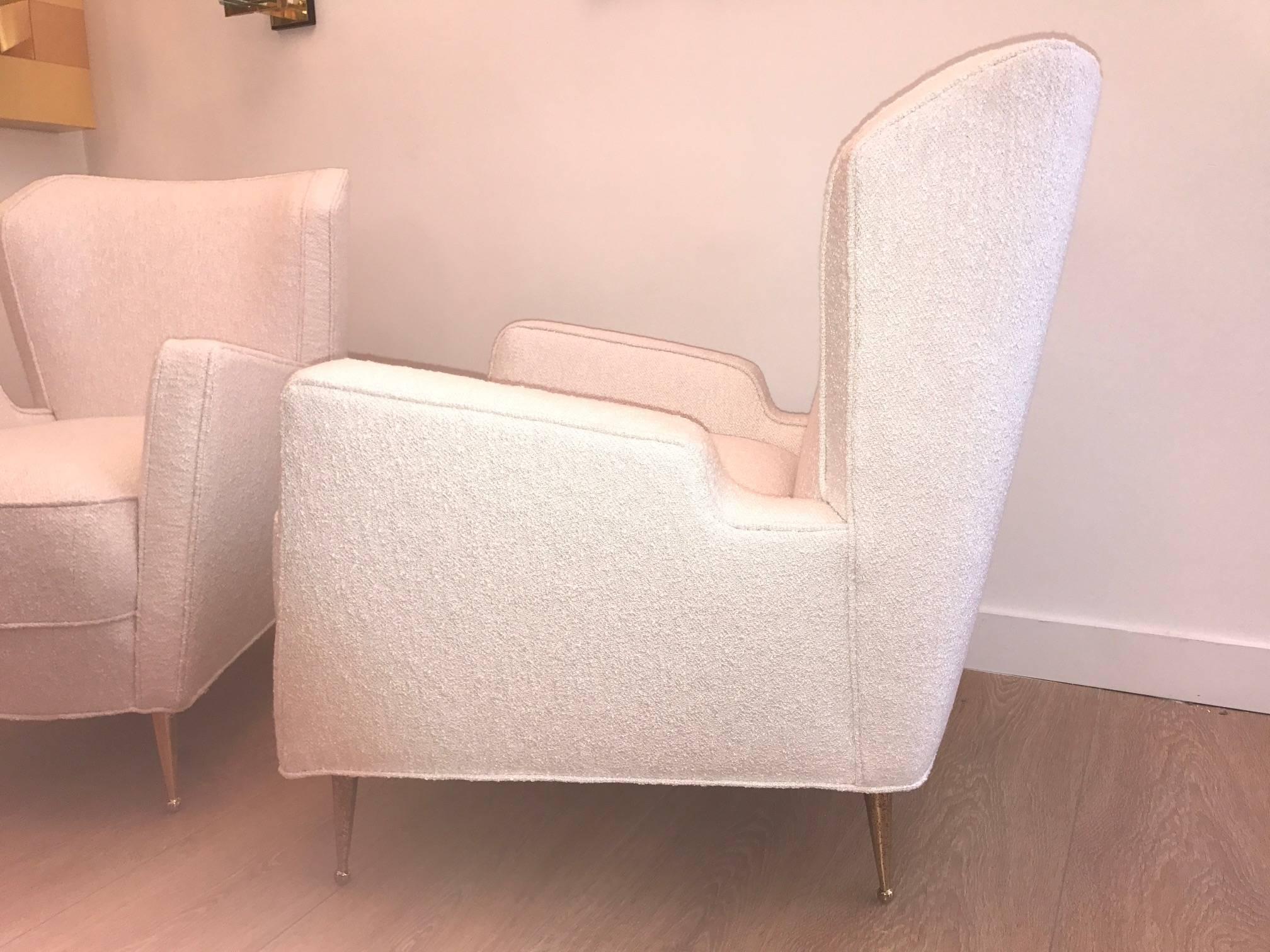 Mid-Century Modern Italian Upholstered  Lounge Chairs In Excellent Condition In Miami, FL
