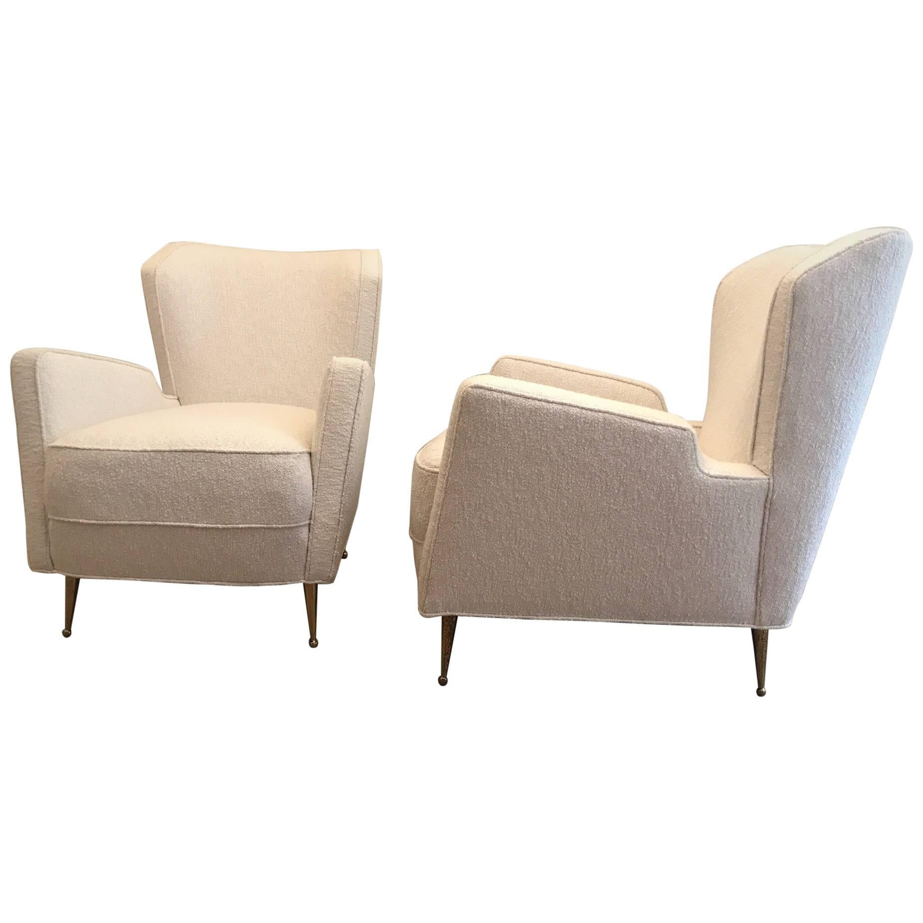 Mid-Century Modern Italian Upholstered  Lounge Chairs