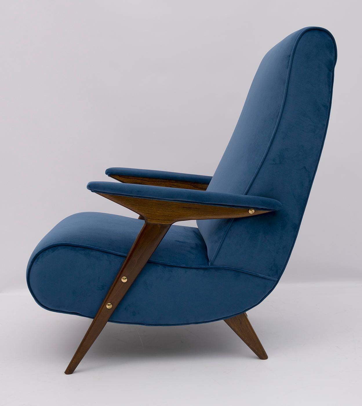 mid century velvet armchair