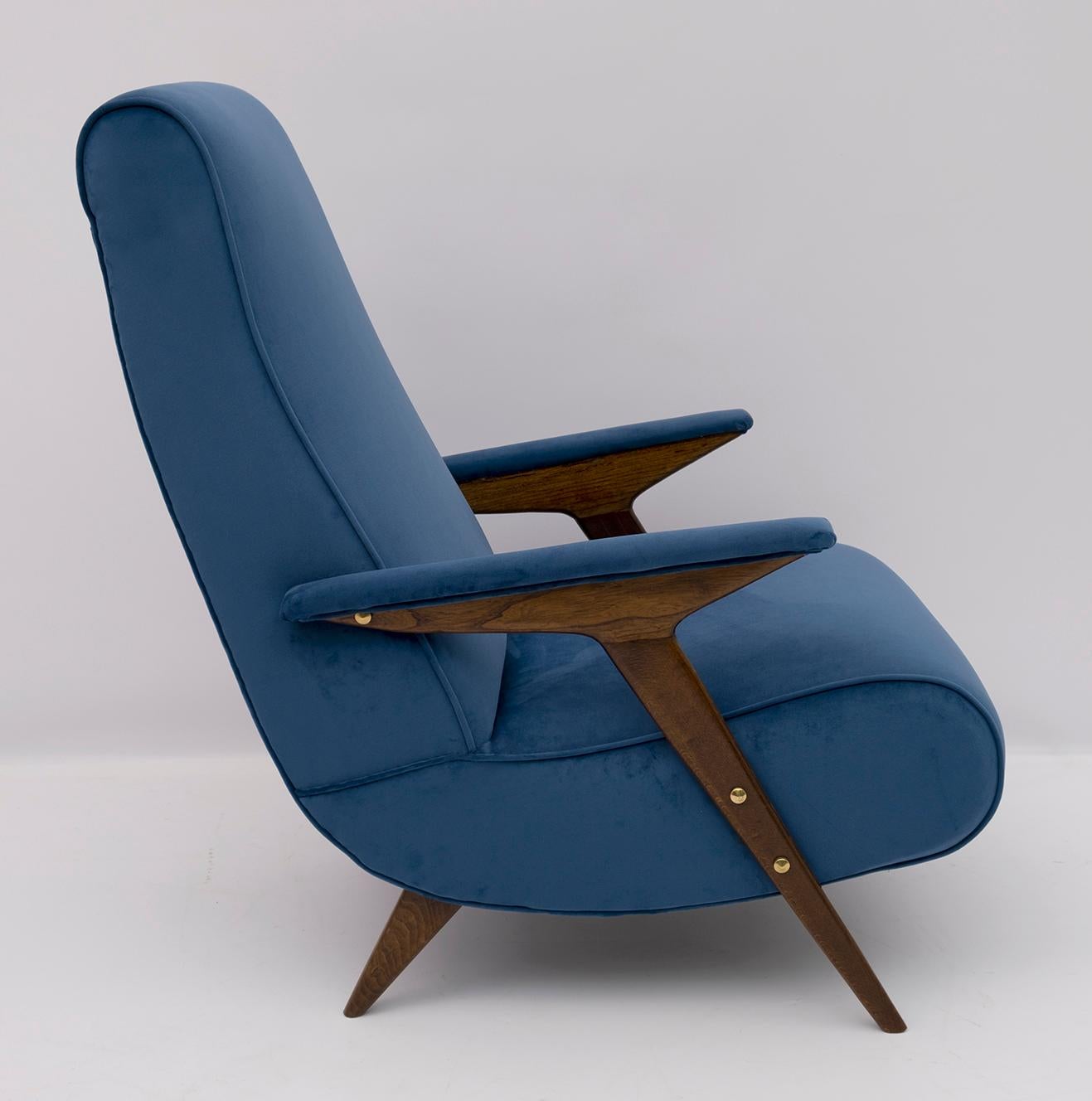 Mid-Century Modern Italian Velvet Armchair, 1950s 1