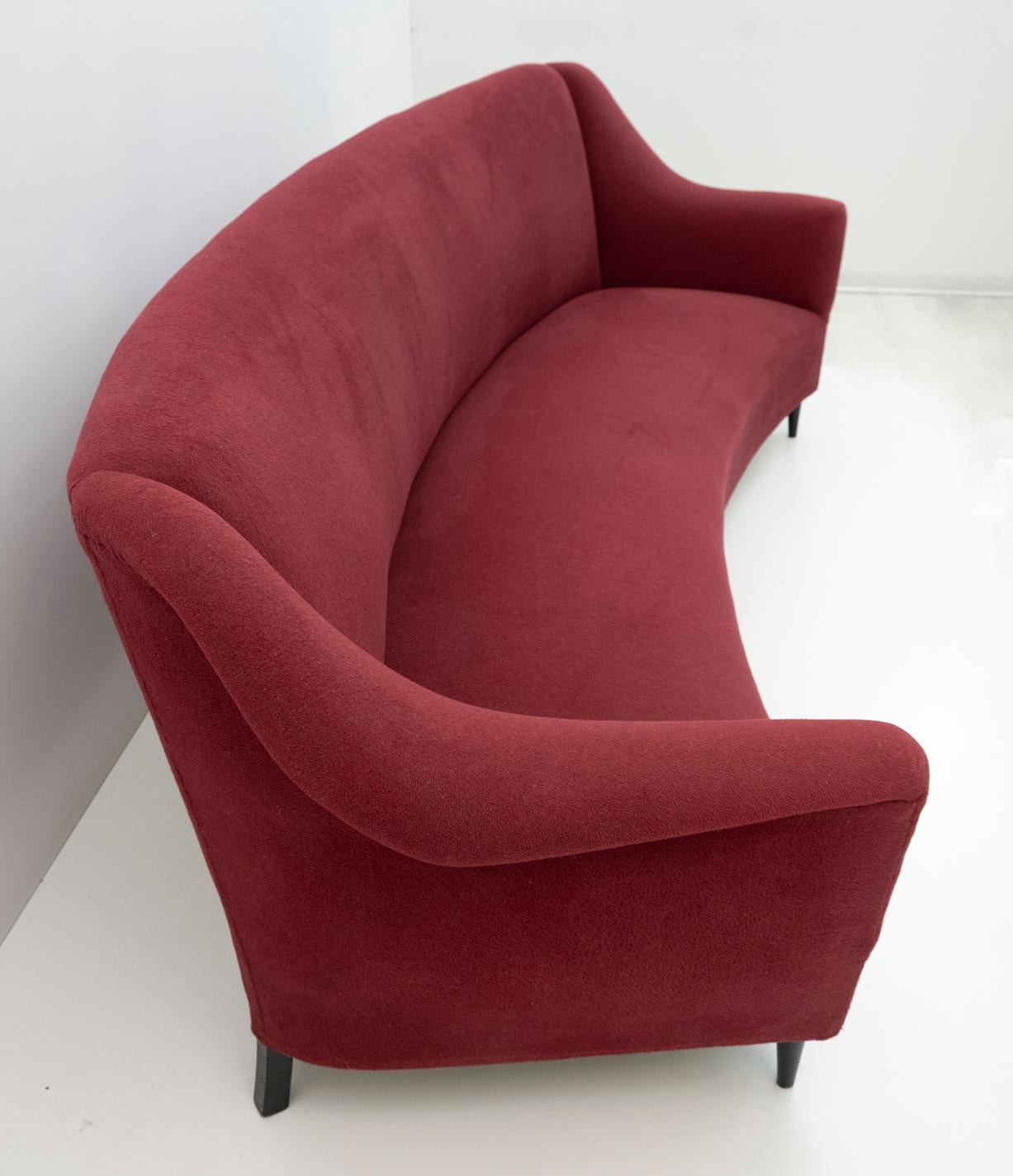 Mid-Century Modern Italian Velvet Armchairs and Curved Sofa, 1950s 9