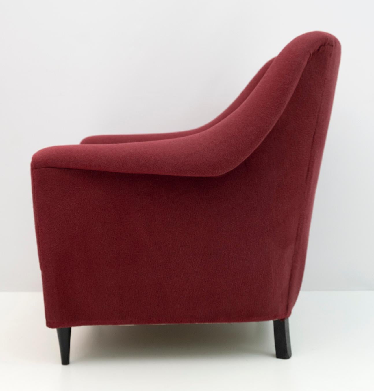 Mid-Century Modern Italian Velvet Armchairs and Curved Sofa, 1950s 14