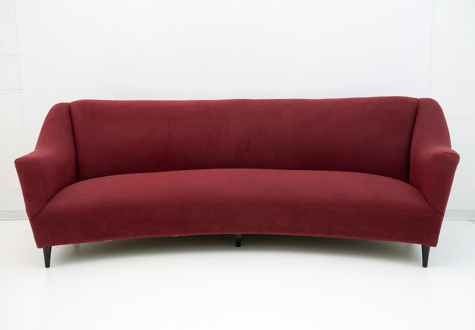 Mid-20th Century Mid-Century Modern Italian Velvet Armchairs and Curved Sofa, 1950s