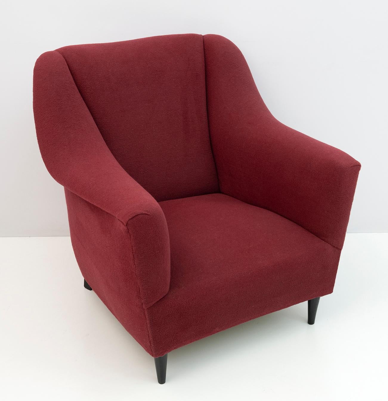 Mid-Century Modern Italian Velvet Armchairs and Curved Sofa, 1950s 3