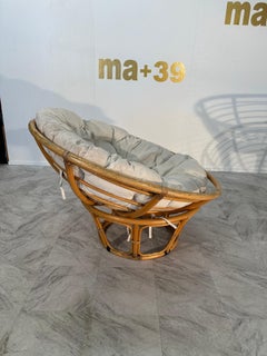 Mid Century Modern Italian Vintage Rattan Club Chair 1950s