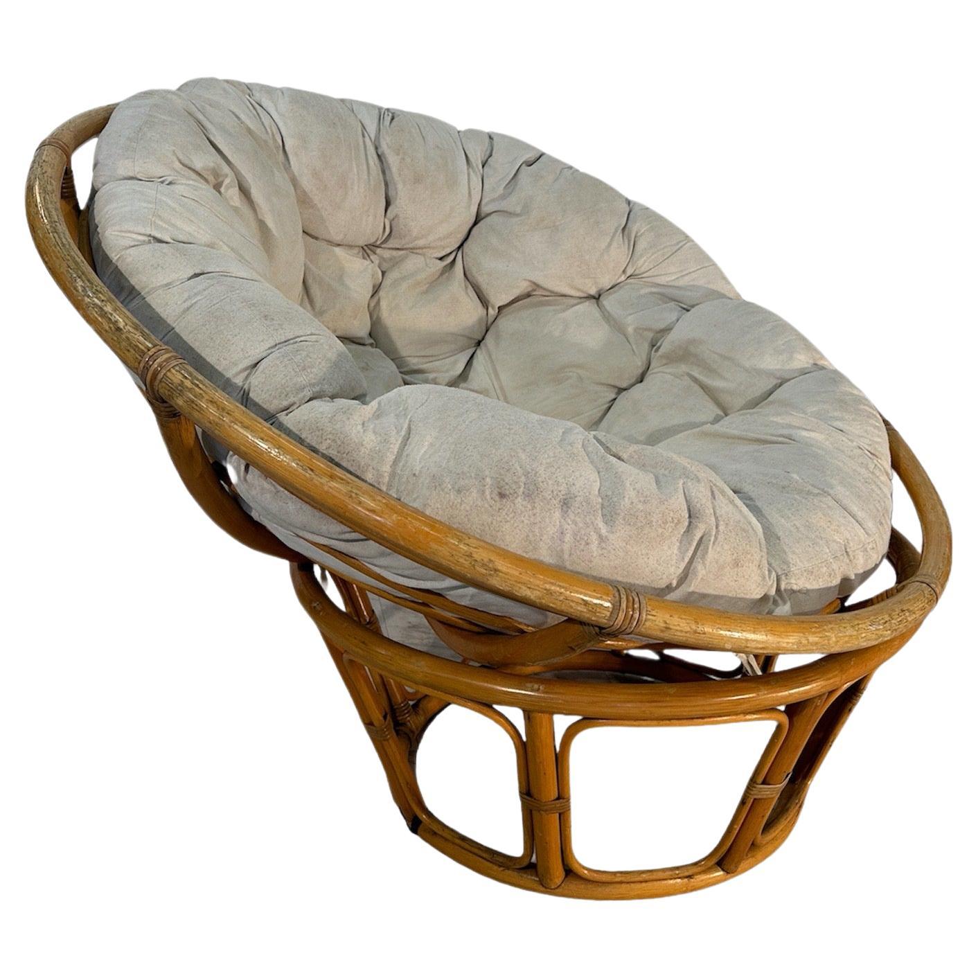 Mid Century Modern Italian Vintage Rattan Club Chair 1950s