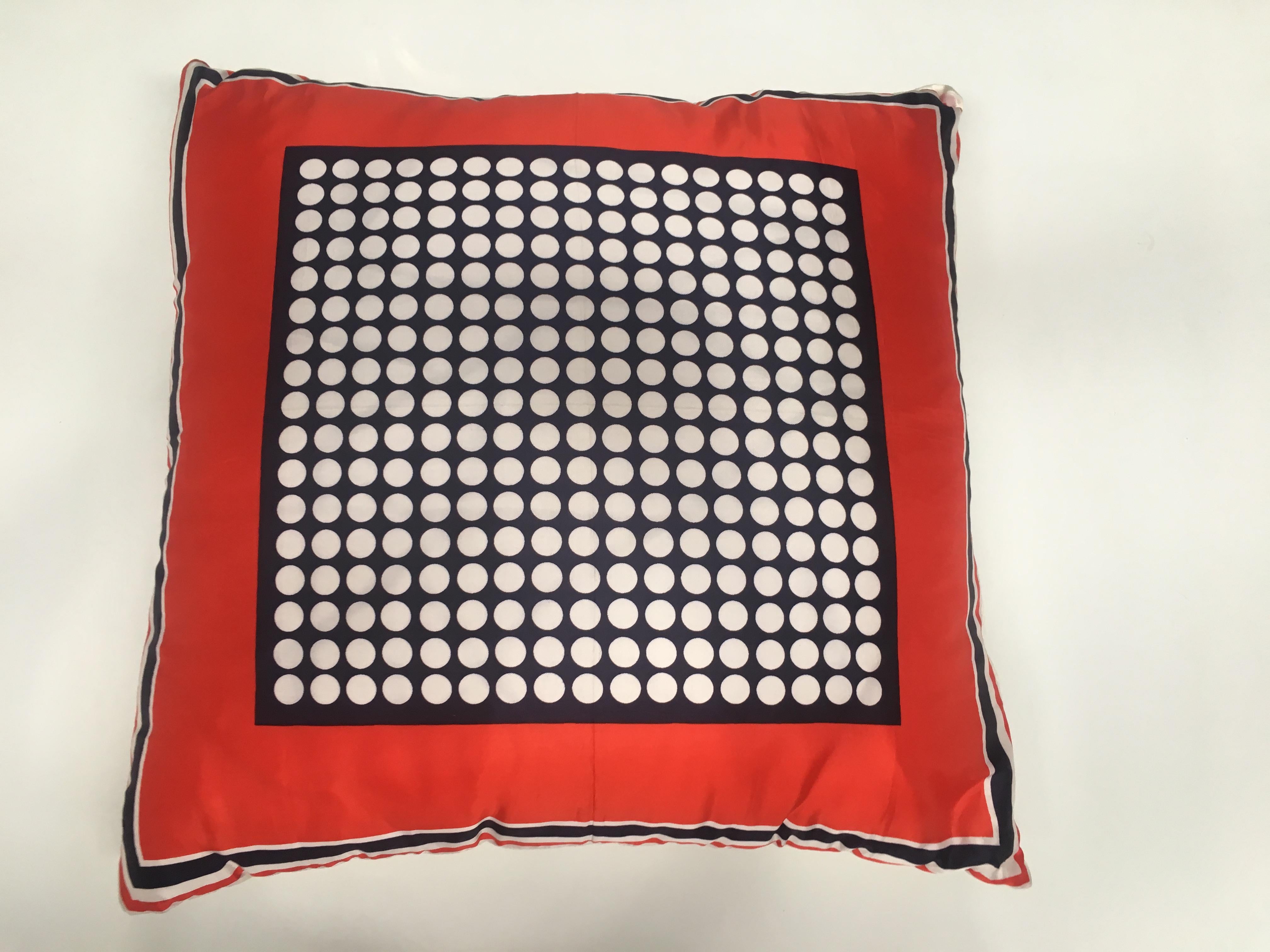 Mid-Century Modern Italian vintage silk scarf throw pillow, 1970s.