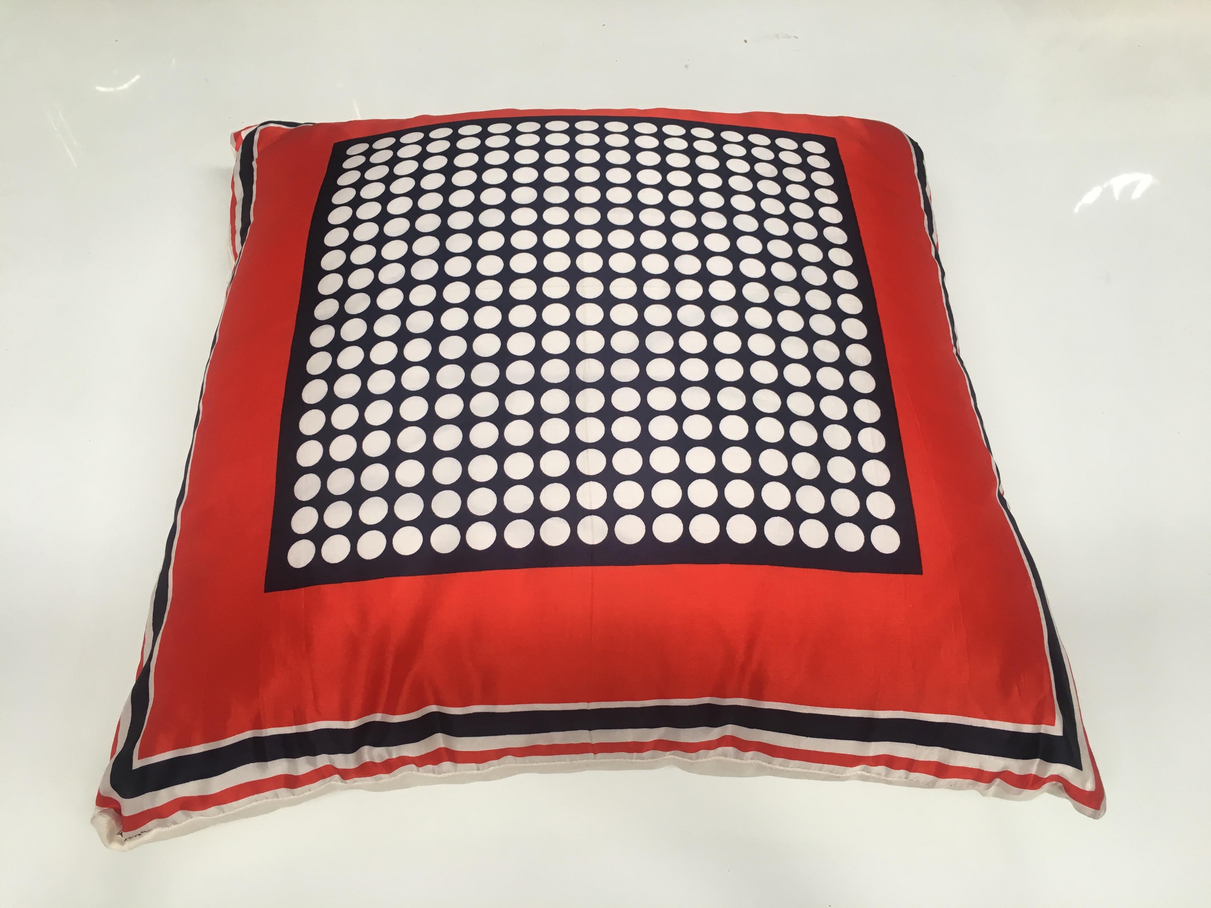Late 20th Century Mid-Century Modern Italian Vintage Silk Scarf Throw Pillow, 1970s