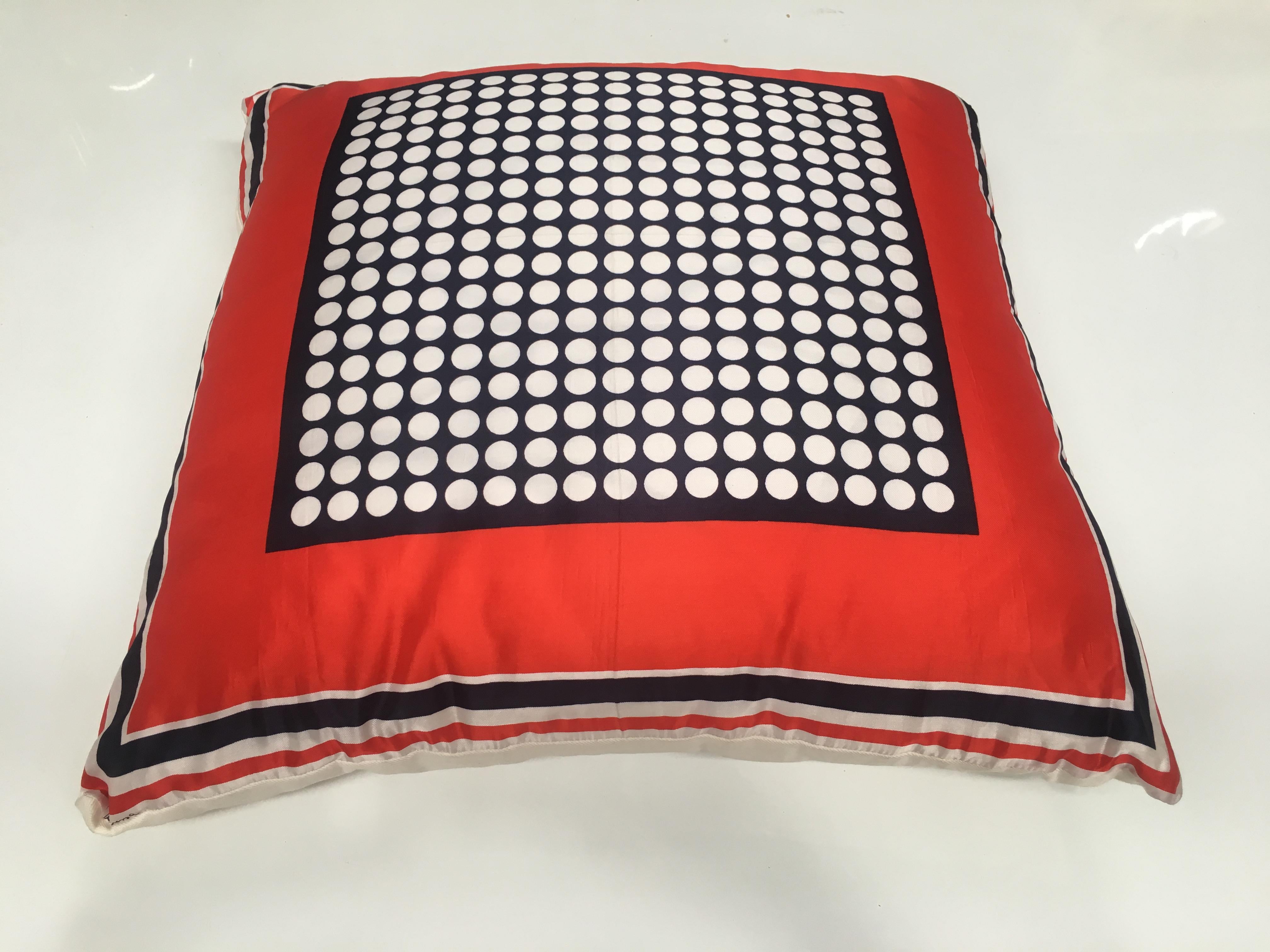 Late 20th Century Mid-Century Modern Italian Vintage Silk Scarf Throw Pillow, 1970s For Sale