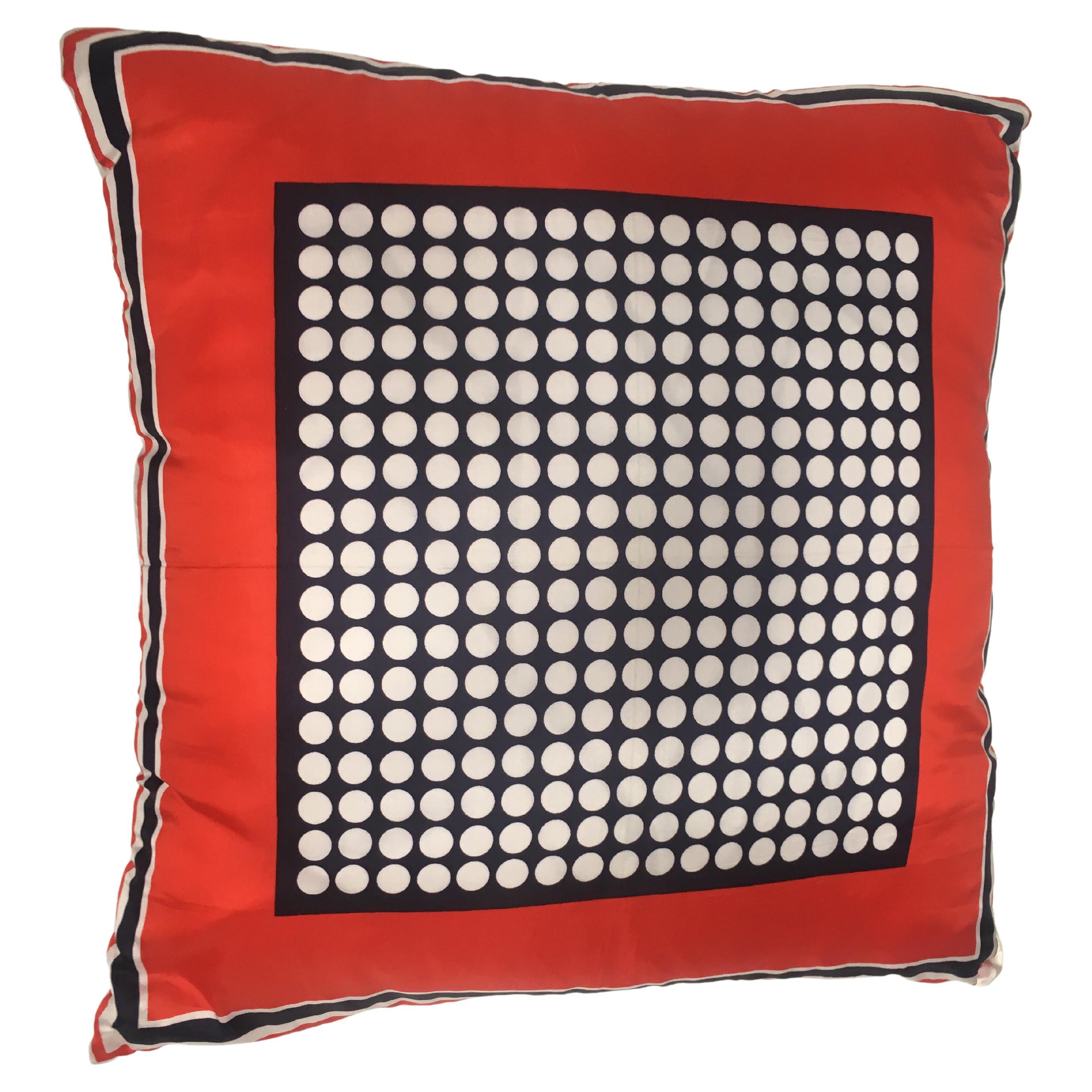 Mid-Century Modern Italian Vintage Silk Scarf Throw Pillow, 1970s For Sale