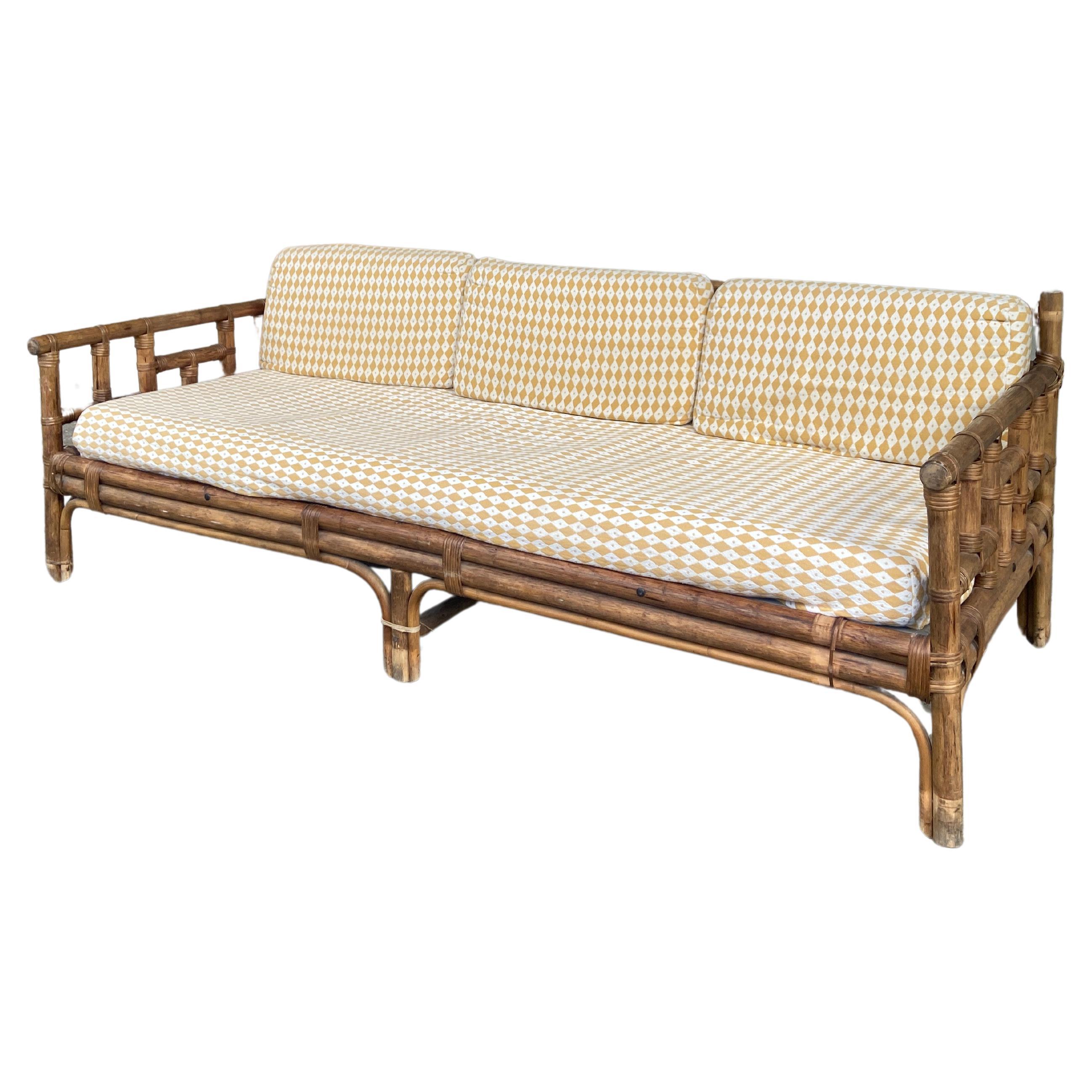 Mid-Century Modern Italian Vivai del Sud Bamboo Sofa with its Original Cushions