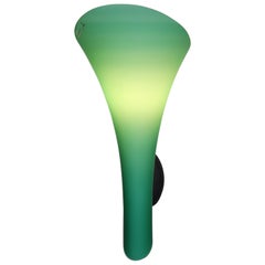 Mid-Century Modern Italian Wall Lamp Murano Blown Green Glass, Satin Finish