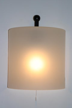 Mid-Century Modern Italian Wall Lamp Murano Glass White Diffuser Satin Finish