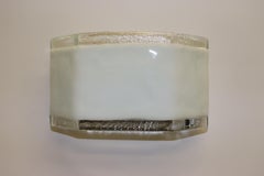 Mid-Century Modern Italian Wall Lamp Murano White Cast Glass and Crystal Borders