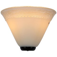 Mid-Century Modern Italian Wall Lamp Murano White Glass with Crystal Border