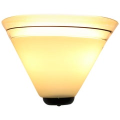 Mid-Century Modern Italian Wall Lamp Murano White Glass with Crystal Border