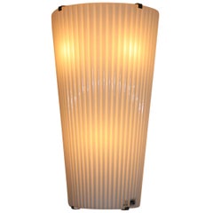 Mid-Century Modern Wall Light Murano Blown White Glass with Grooved Surface