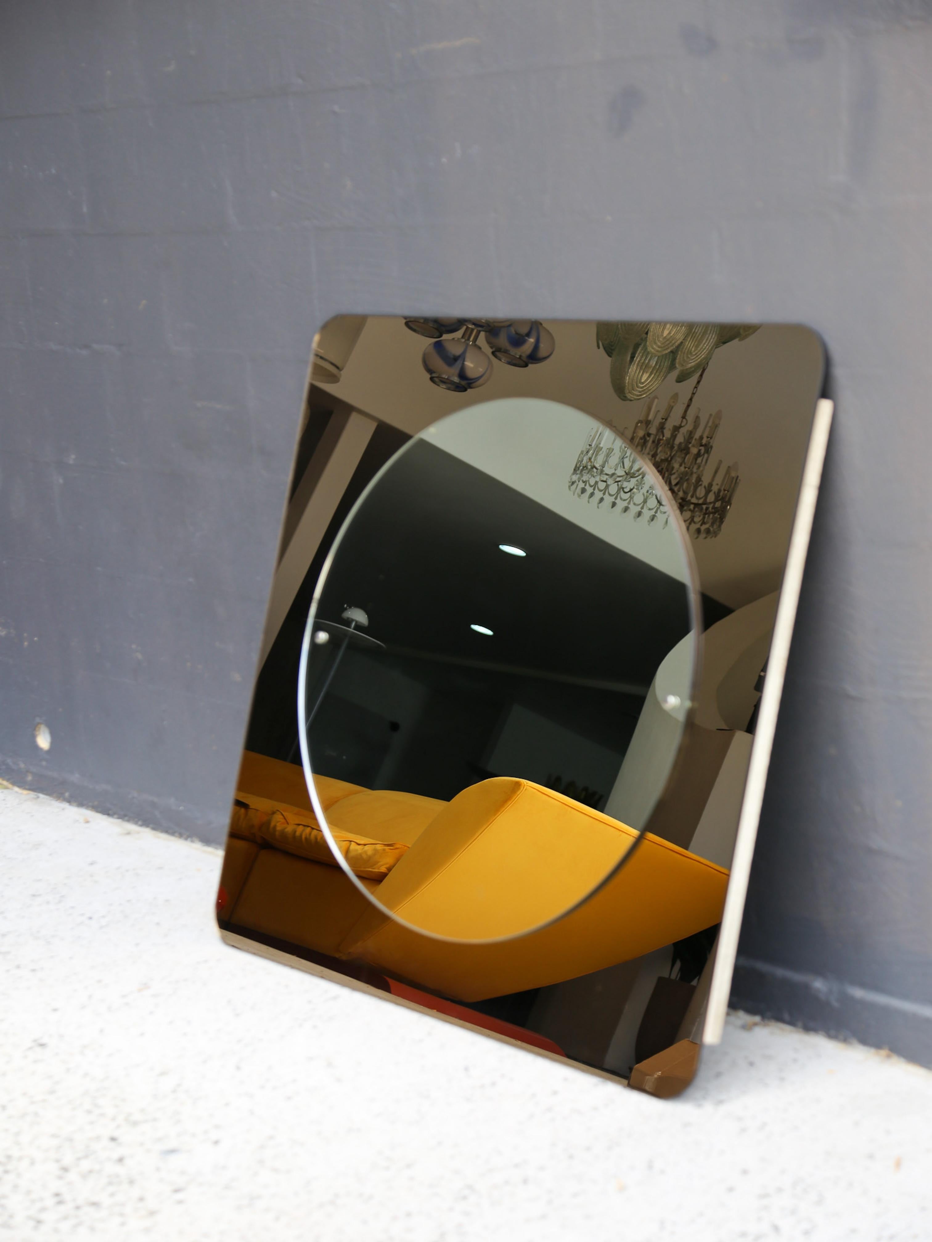 Mid-Century Modern Grand miroir mural italien mi-siècle moderne, années 1970 en vente