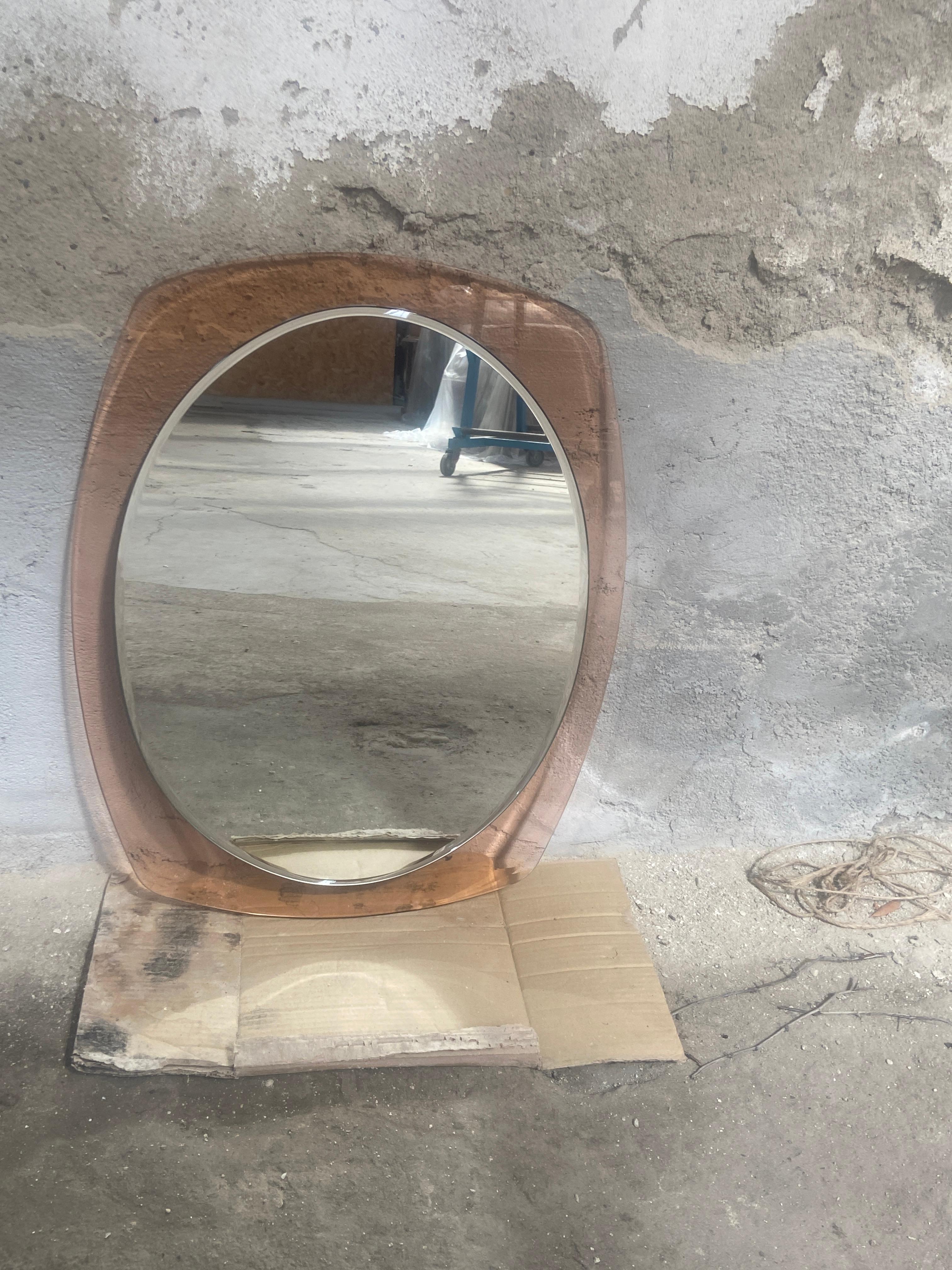 Glass Mid-Century Modern Italian Wall Mirror by Veca. 1960s