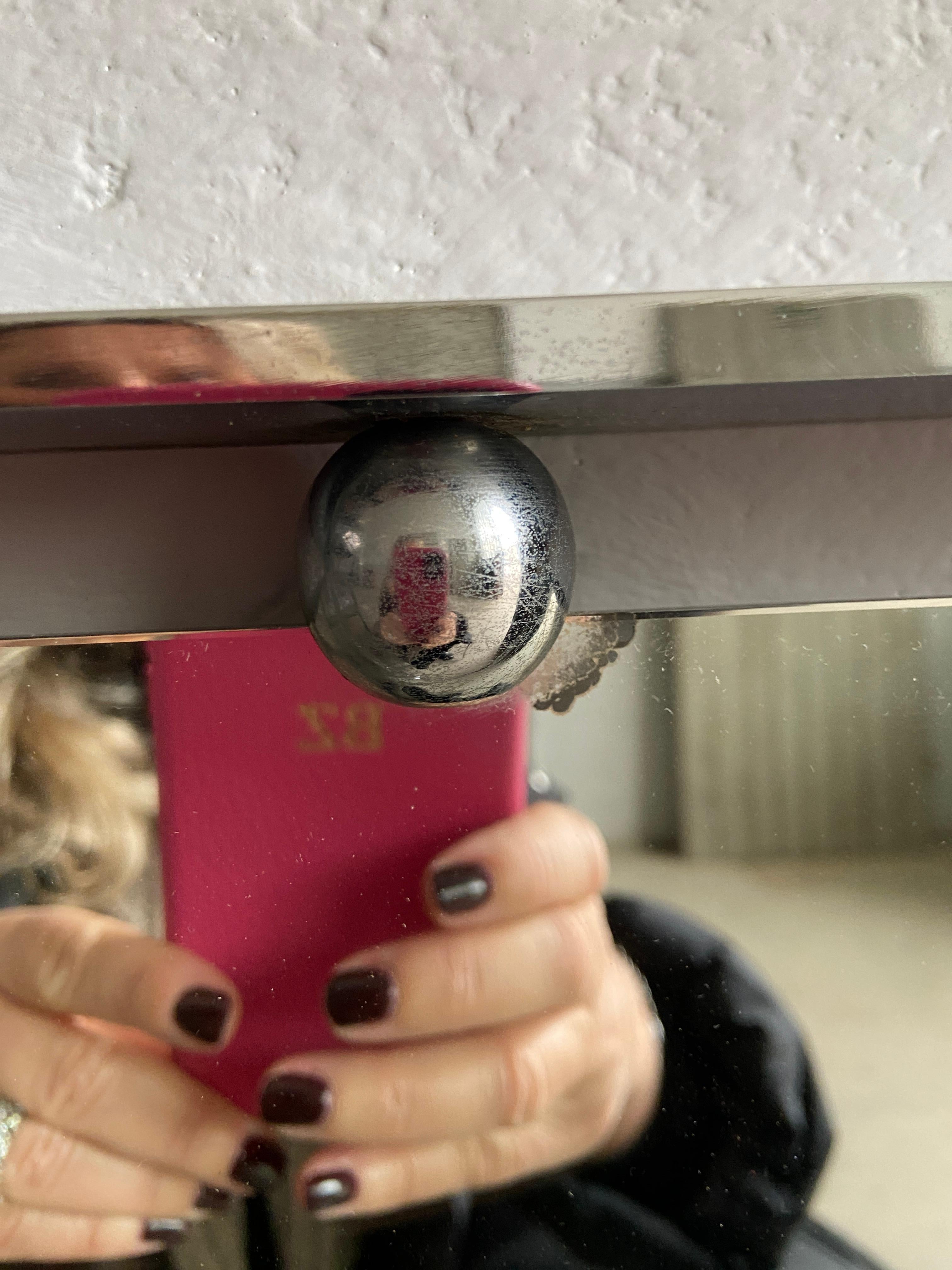 Mid-Century Modern Italian Wall Mirror with Chrome Metal Frame, 1970s For Sale 7