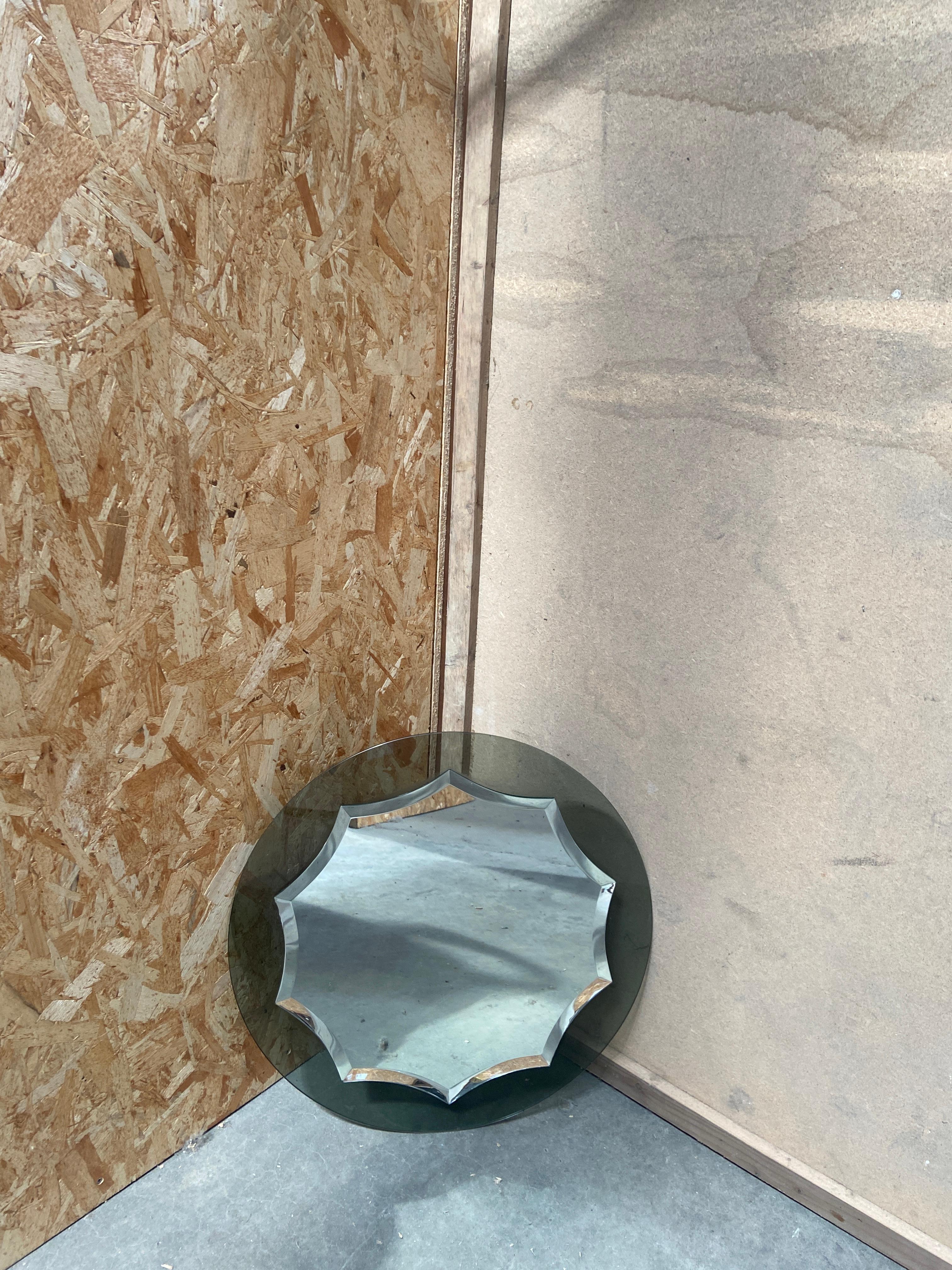 Mid-Century Modern Italian Wall Mirror with Smoked Glass Frame by Veca, 1970s For Sale 4