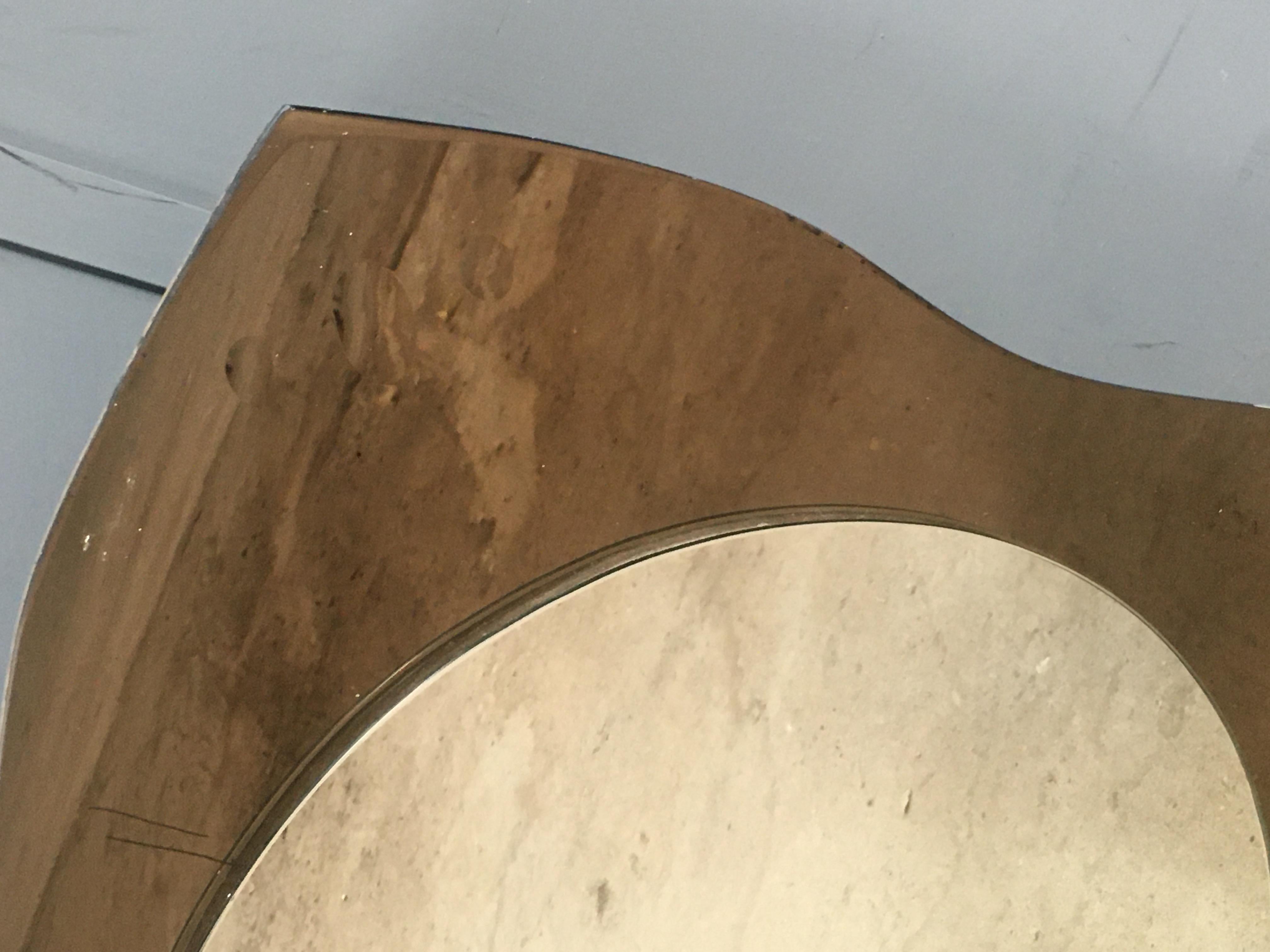 Mid-Century Modern Italian Wall Mirror with Smoked Mirror Frame, 1970s In Good Condition In Prato, IT