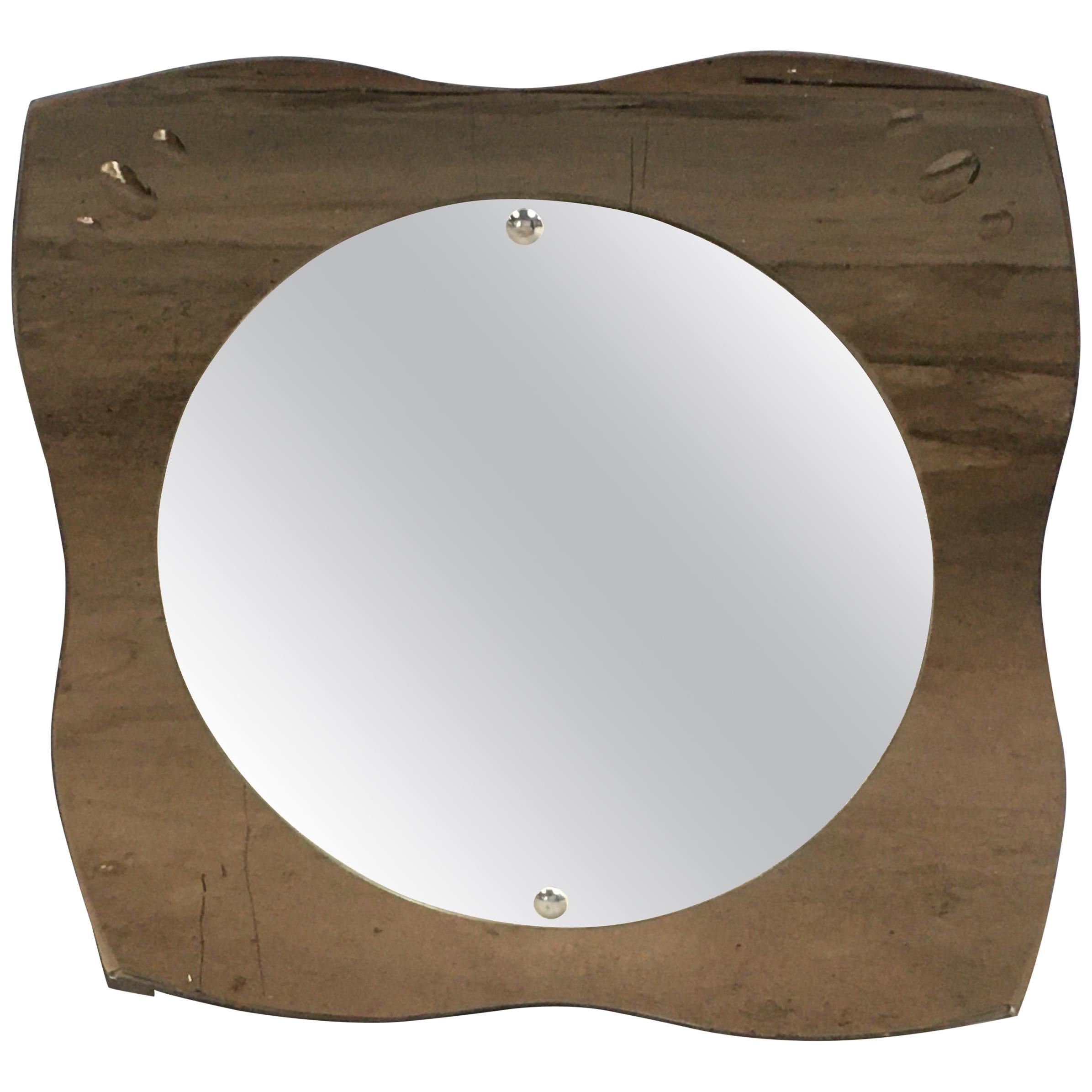 Mid-Century Modern Italian Wall Mirror with Smoked Mirror Frame, 1970s