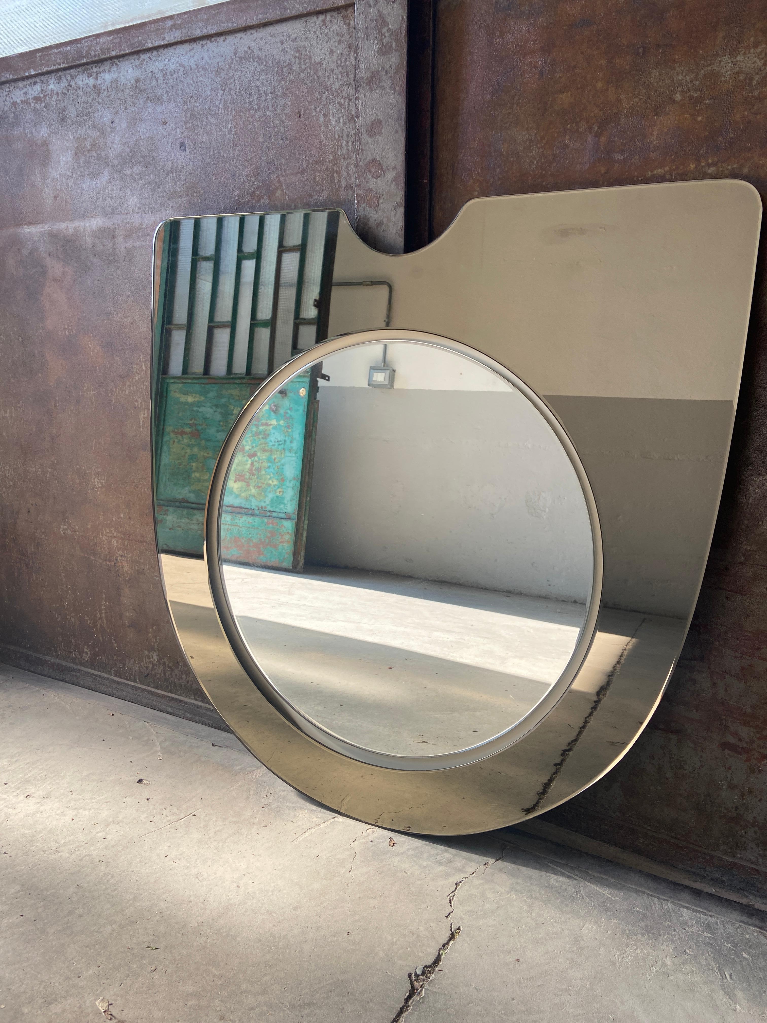 Mid-Century Modern Italian Wall Mirror with Smoked Mirror Glass, 1970s 3