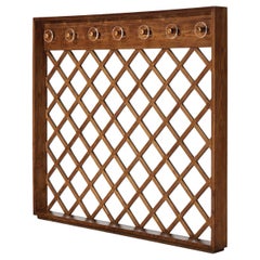 Mid-Century Modern Italian Wall-Mounted Hall-Stand or Coat Rack in Chestnut