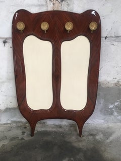 Mid-Century Modern Italian Wall-Mounted Mahogany Neoclassical Coat Rack, 1950s