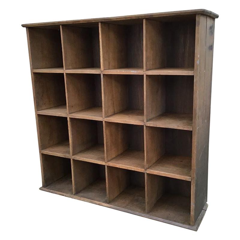 Mid-Century Modern Italian Wall Oak Pigeonhole, 1960s For Sale