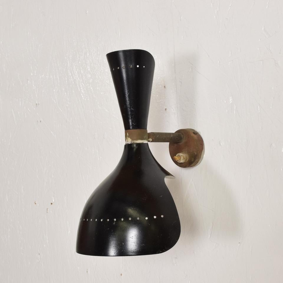 Aluminum Mid-Century Modern Italian Wall Sconce in Black after Sarfatti, Stilnovo