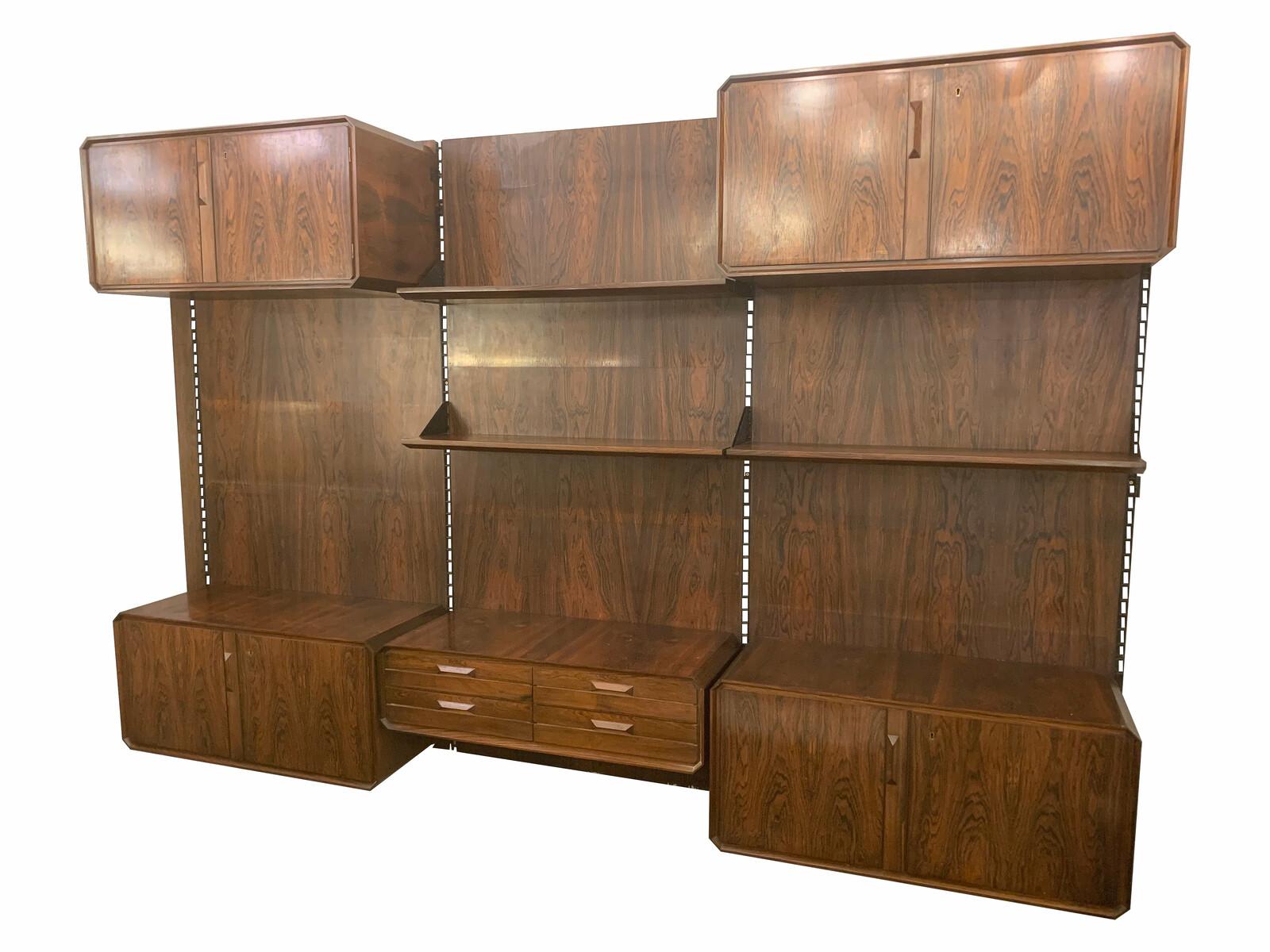 Mid-Century Modern Italian Wall Unit, Wood, 1960s In Good Condition For Sale In Brussels, BE