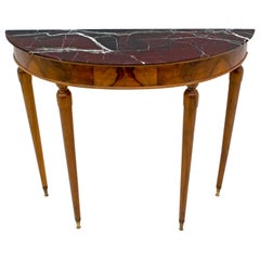 Mid-Century Modern Italian Walnut and Marble-Top Console, 1950s Mid-Century Modern Italian Walnut and Marble-Top Console, 1950s