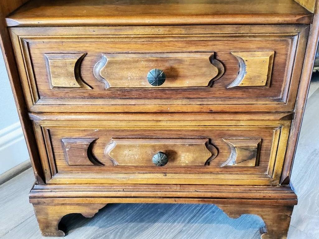 20th Century Mid-Century Tuscan Mediterranean Revival Style Walnut Nightstand Side Cabinet