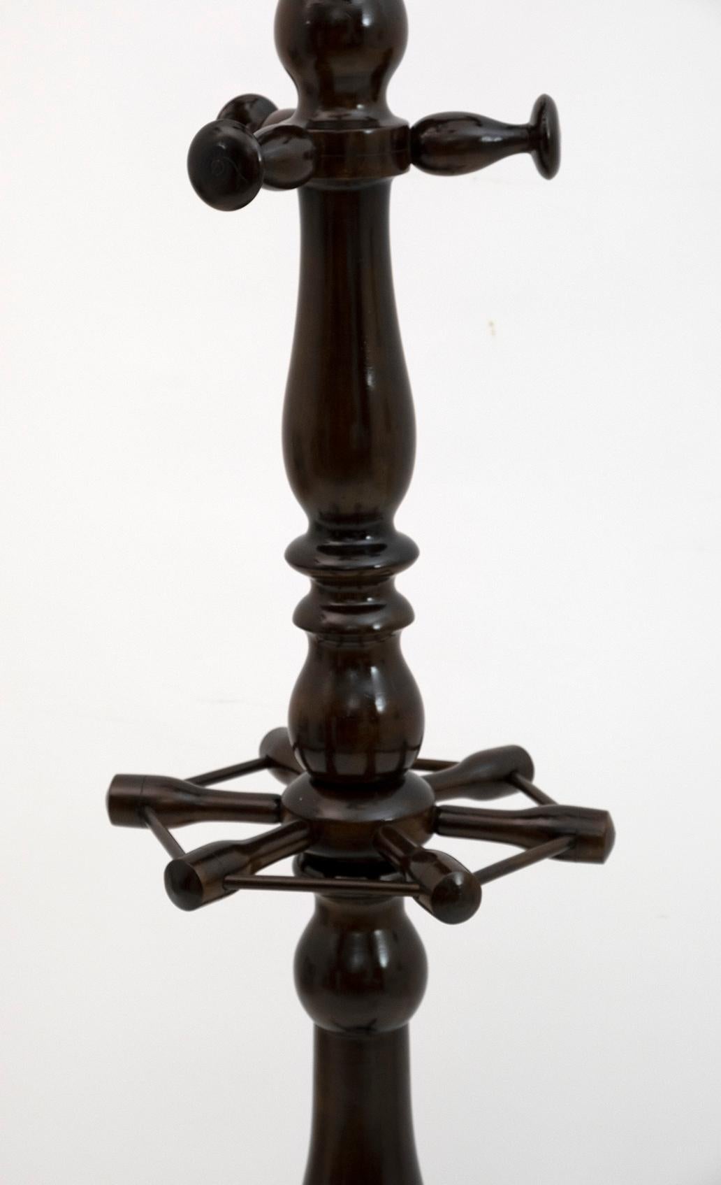 Mid-Century Modern Italian Walnut Floor Coat Hanger with Umbrella Stand, 1950s For Sale 4