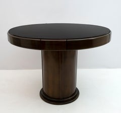 Mid-Century Modern Italian Walnut Round Game Table, 1960s