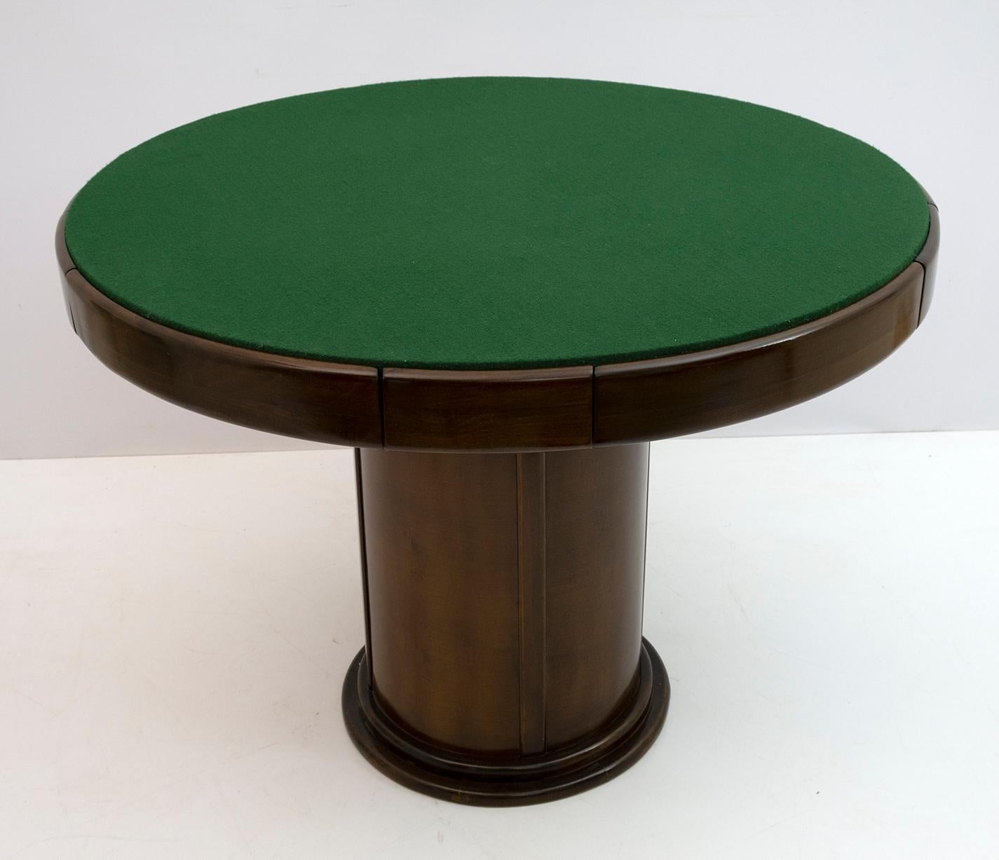 Mid-20th Century Mid-Century Modern Italian Walnut Round Game Table, 1960s