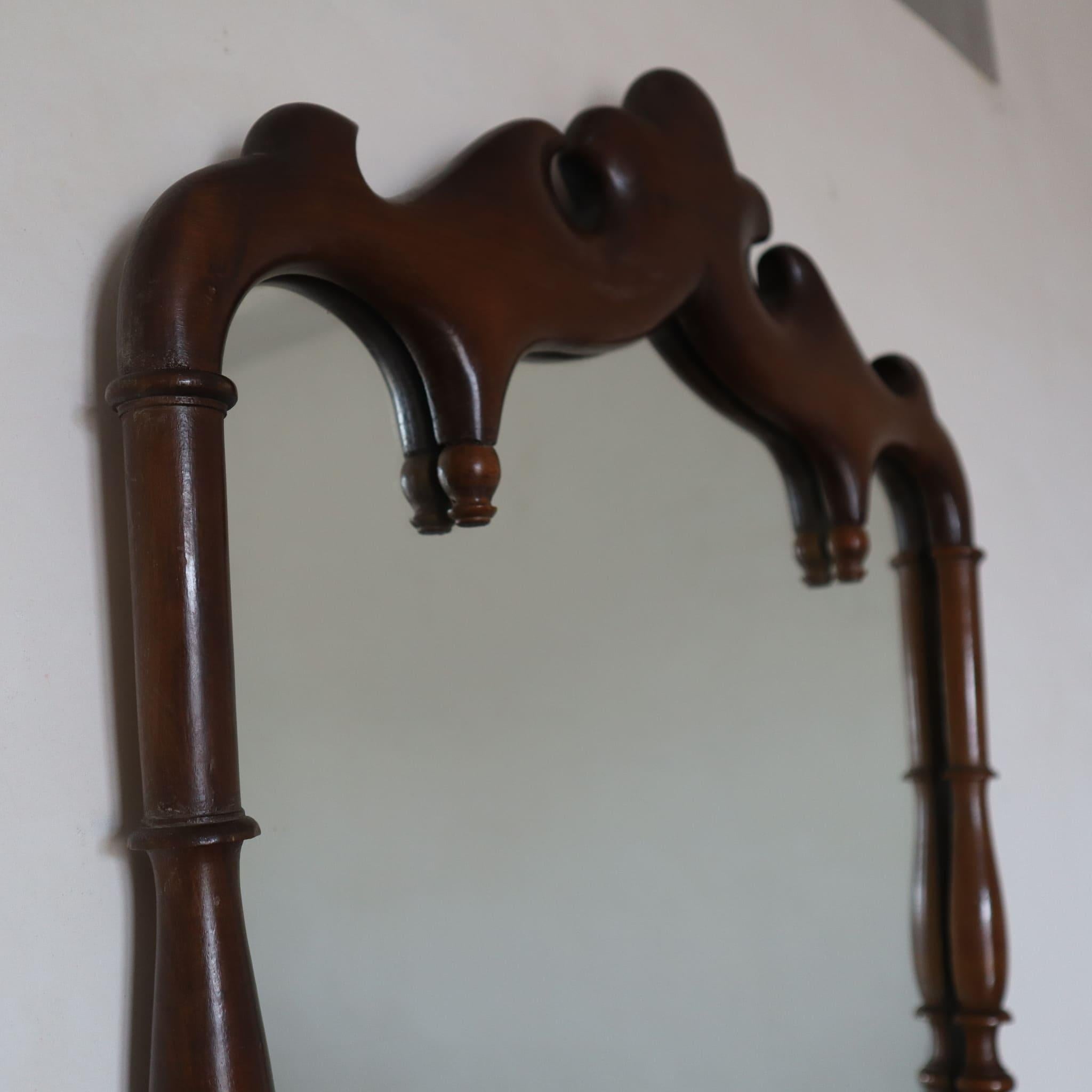 Mid-Century Modern Mid-century modern italian walnut solid mirror from 1950s For Sale
