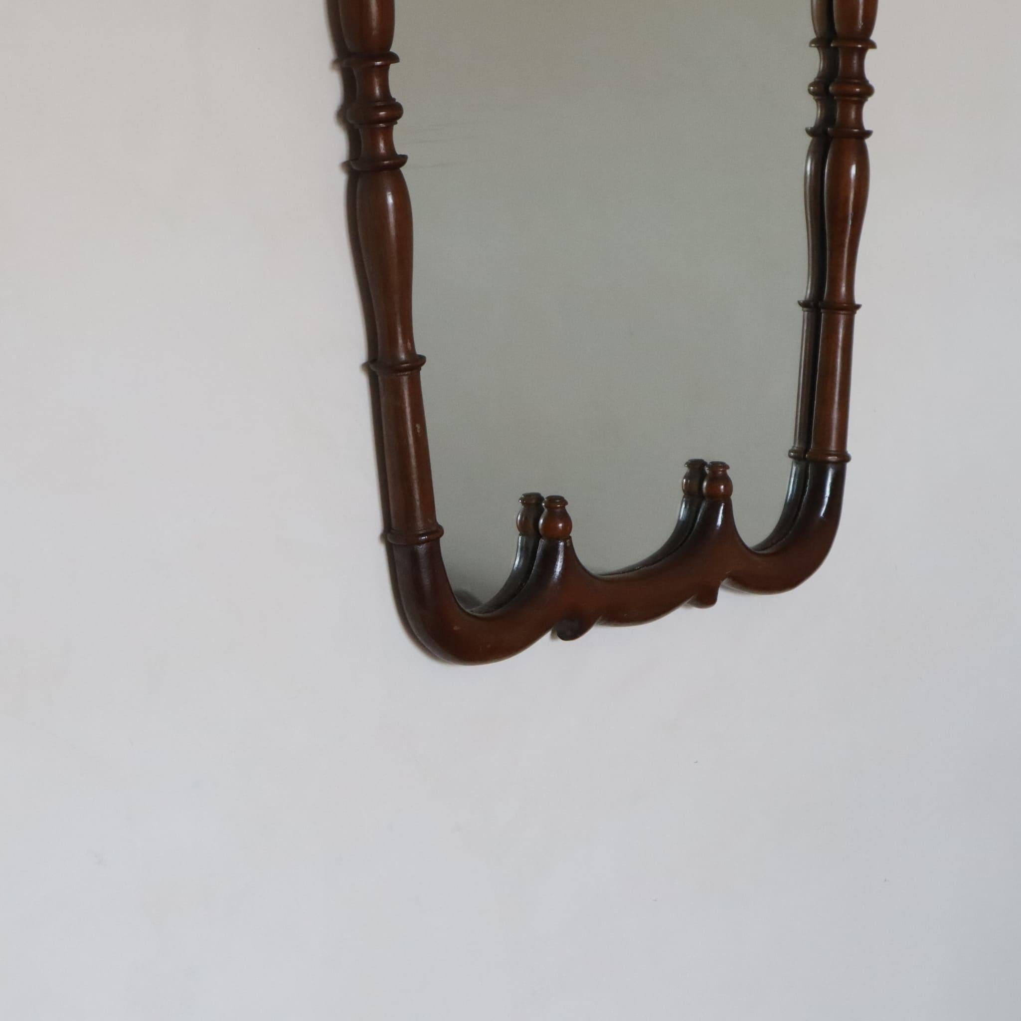 Italian Mid-century modern italian walnut solid mirror from 1950s For Sale