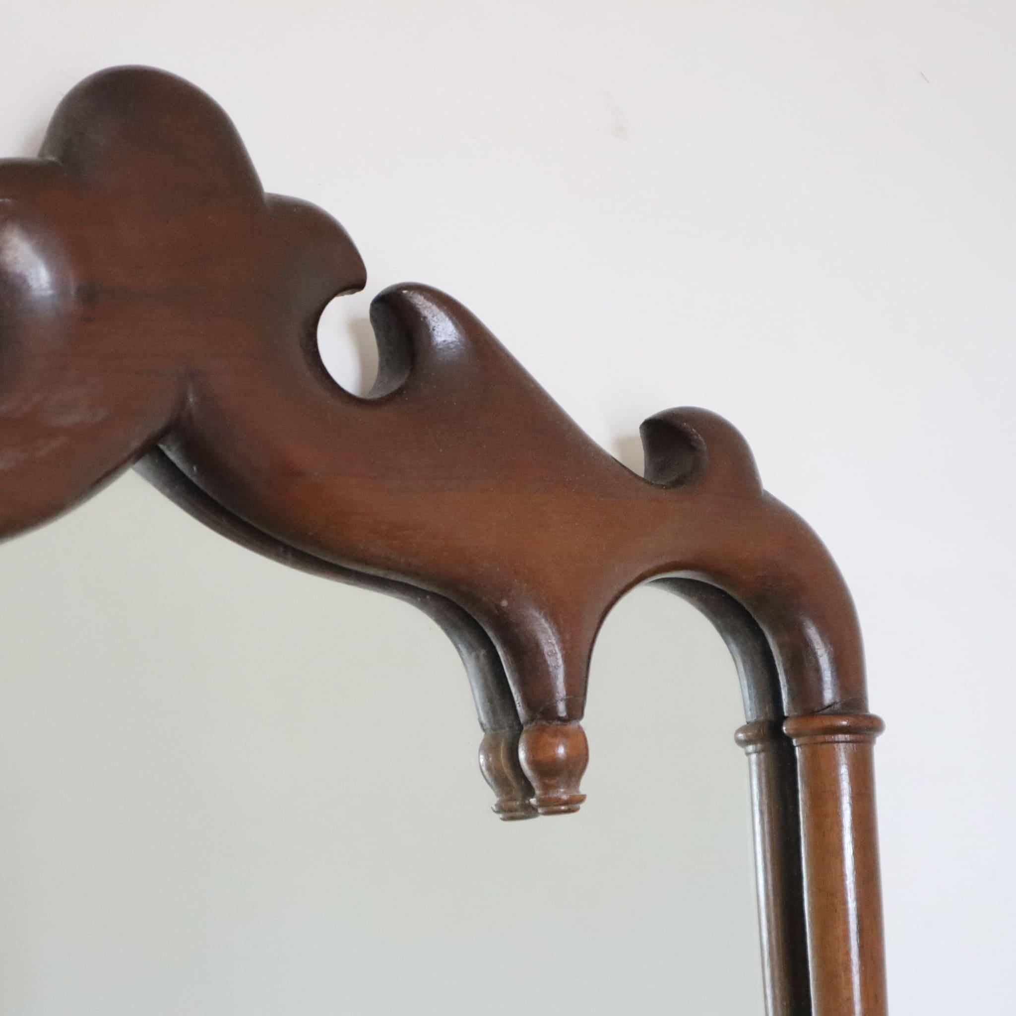 Mid-20th Century Mid-century modern italian walnut solid mirror from 1950s For Sale
