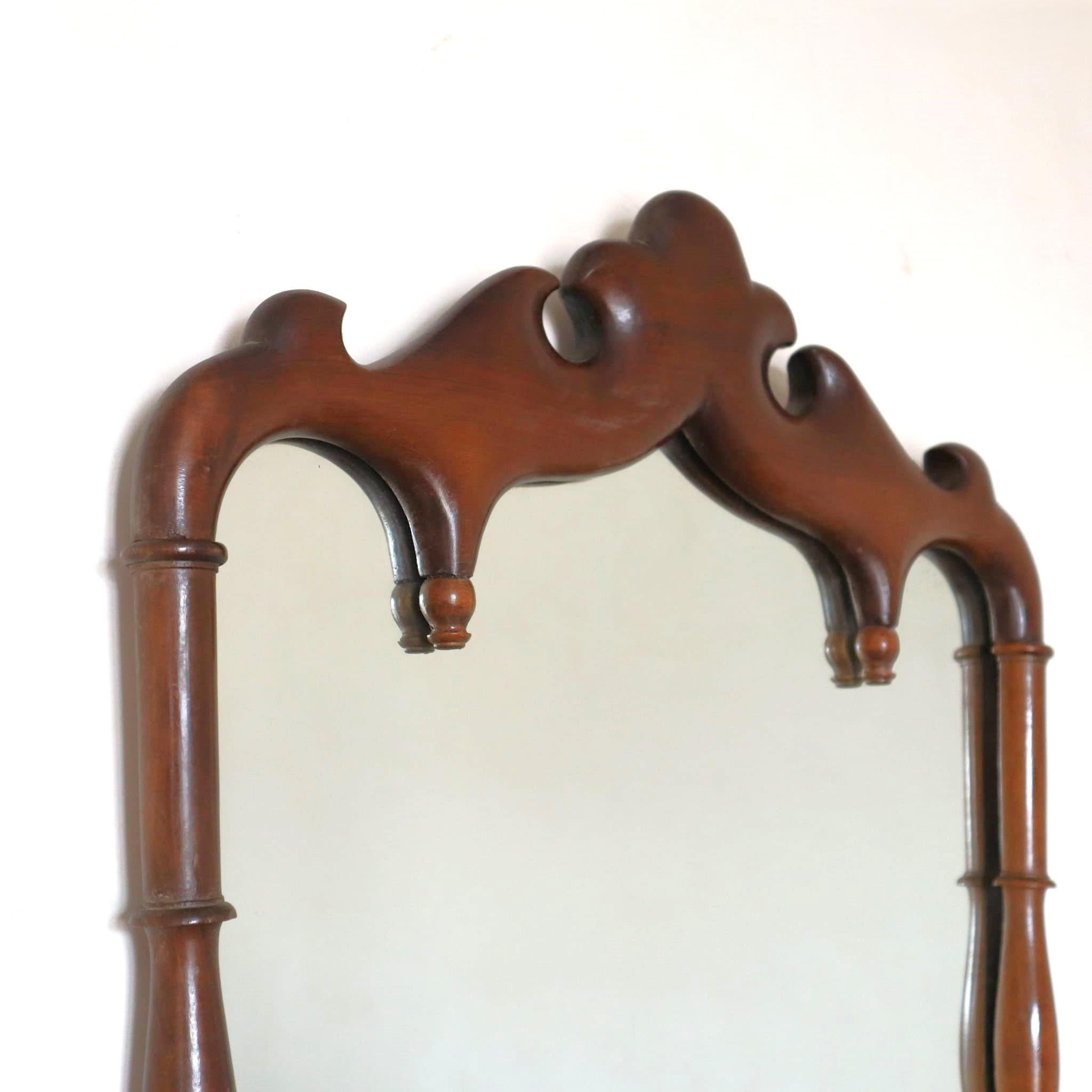 Mid-century modern italian walnut solid mirror from 1950s For Sale 1