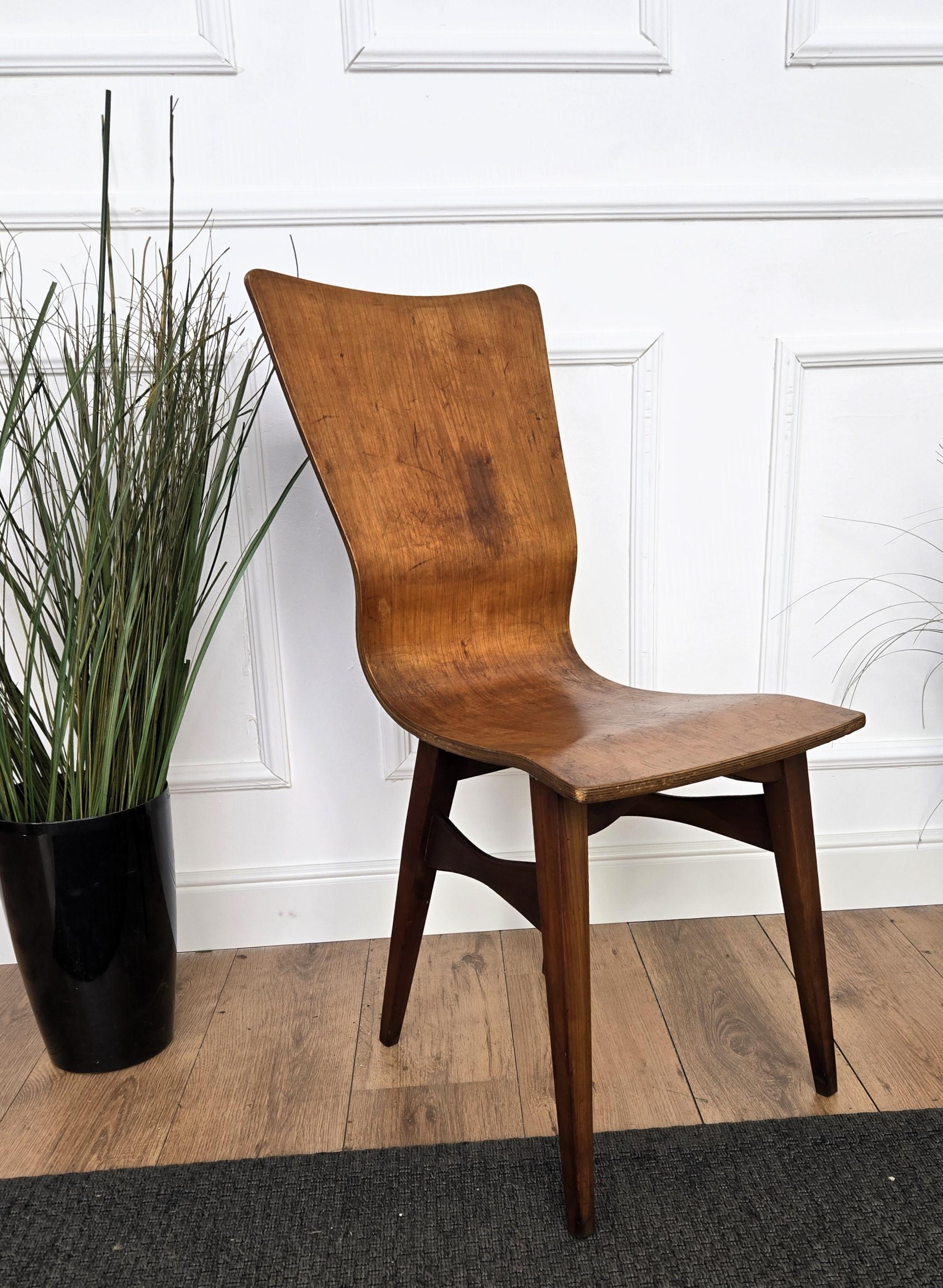 20th Century Mid-Century Modern Italian Walnut Wood Side Lounge Chair For Sale